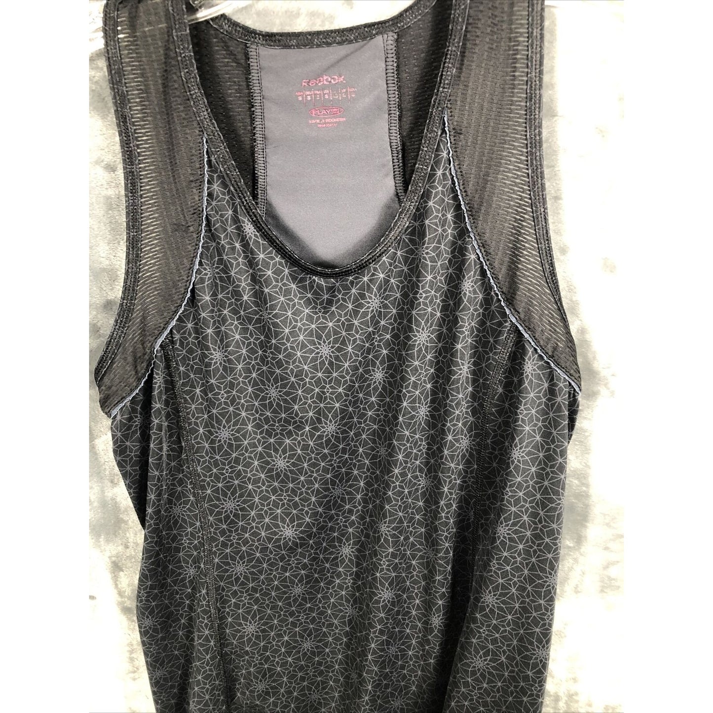 Reebok Mens Black Geometric Pattern Athletic Performance Tank Top Size L
