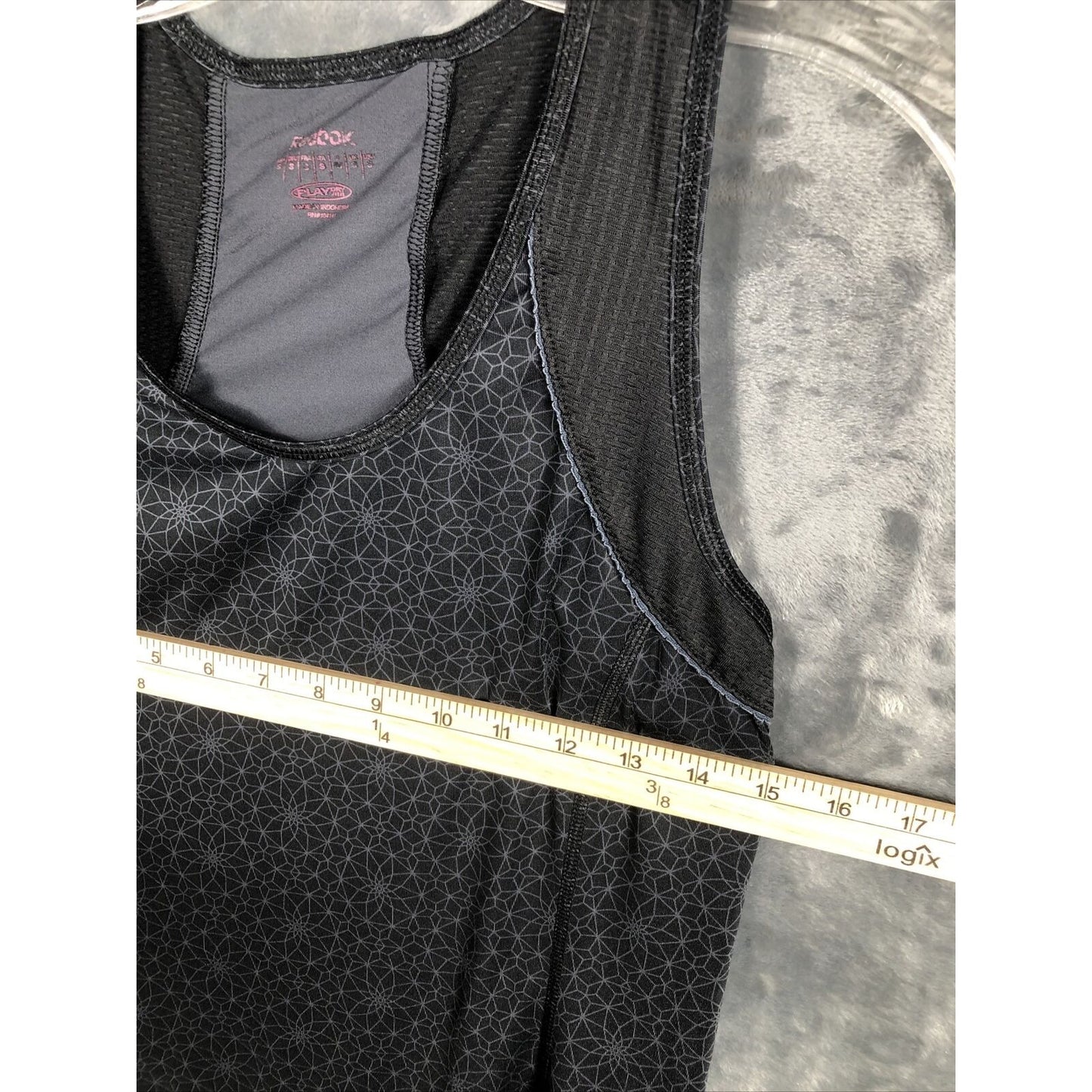 Reebok Mens Black Geometric Pattern Athletic Performance Tank Top Size L