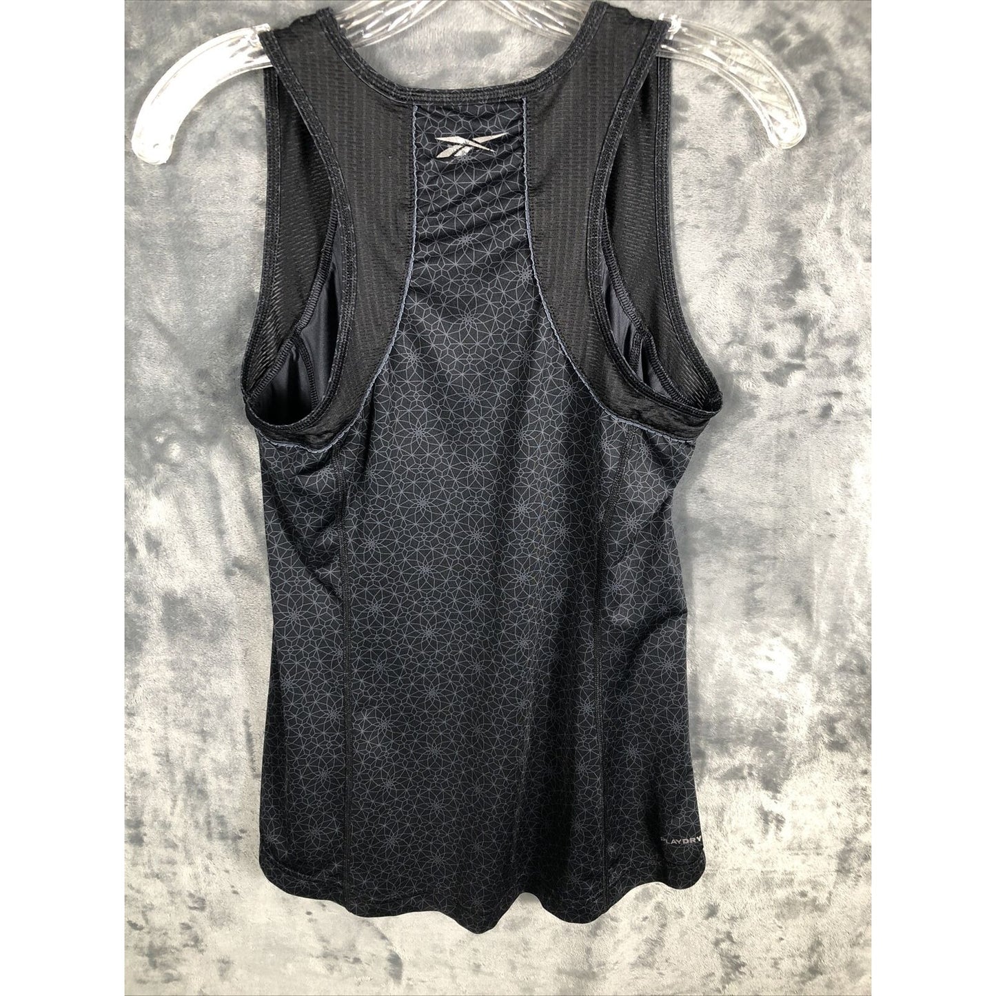 Reebok Mens Black Geometric Pattern Athletic Performance Tank Top Size L