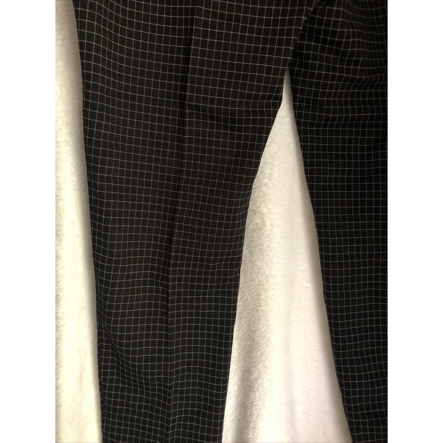 Women’s Tapered Ankle Plaid Black And Gray Dress Pants 12 Long