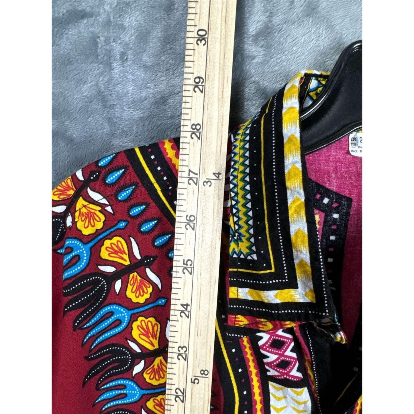 African Fabrics Floral Red Yellow Blue Indigo Unisex Stylish Top Blouse Women 2 X-Large