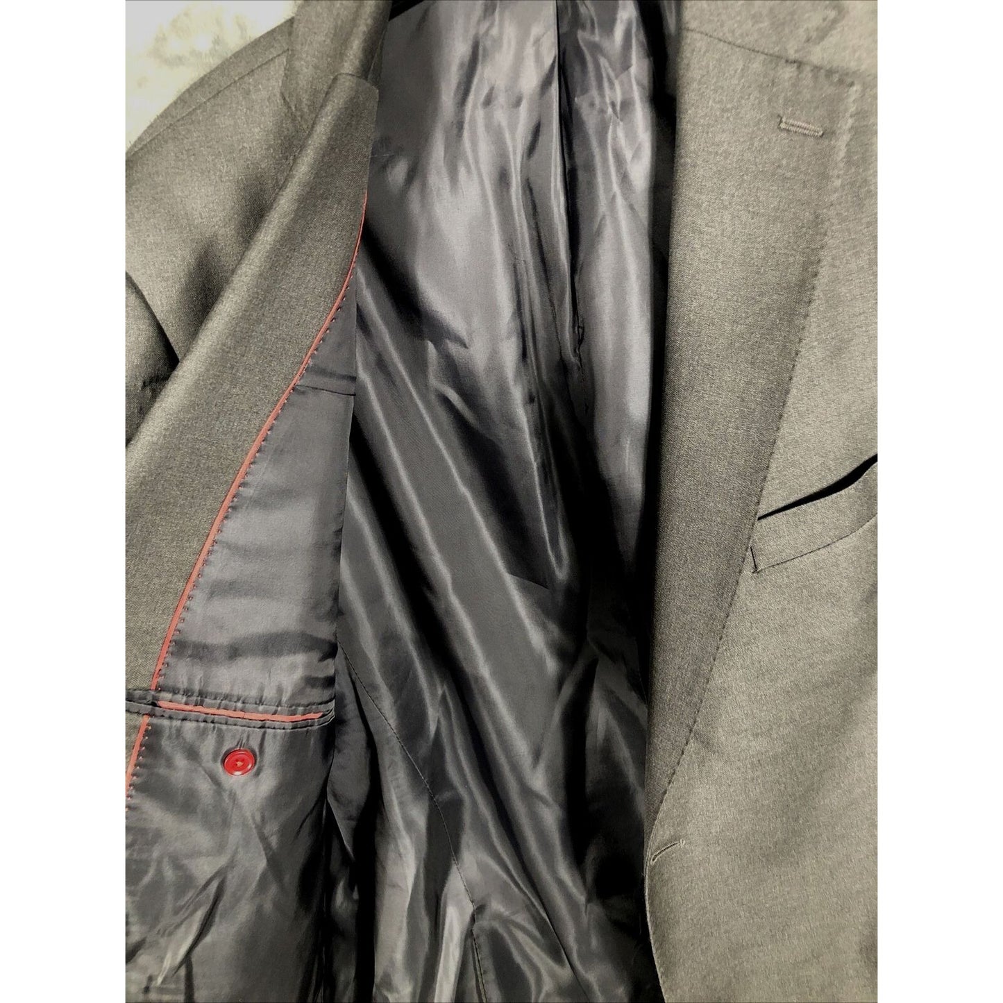 REDA TAILO RED Suit Jacket Men’s Dress Grey Wool Suit Coat Size 46