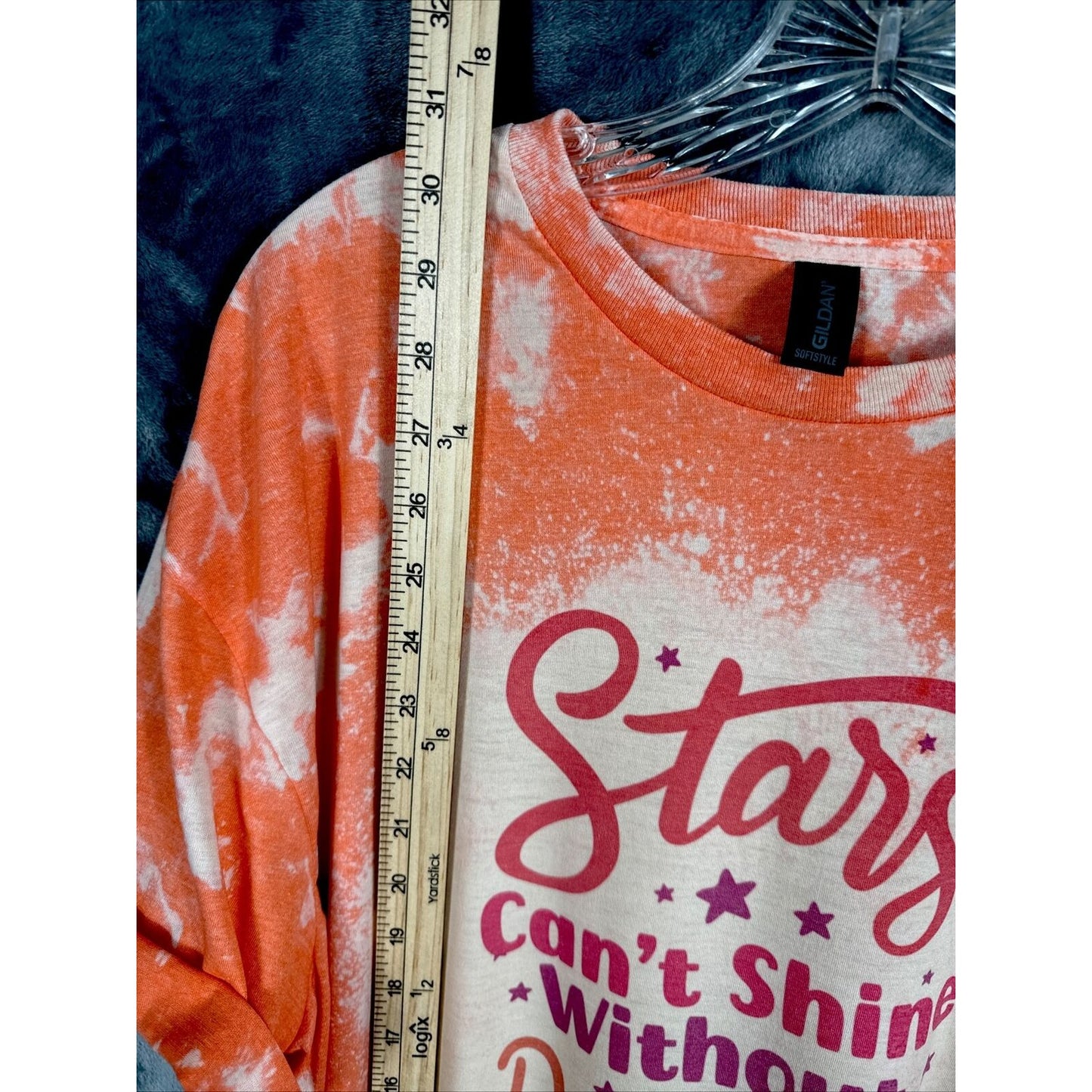 Women’s Shirt Stars Can’t Shine Without Darkness Size Adult X L Orange Bleached