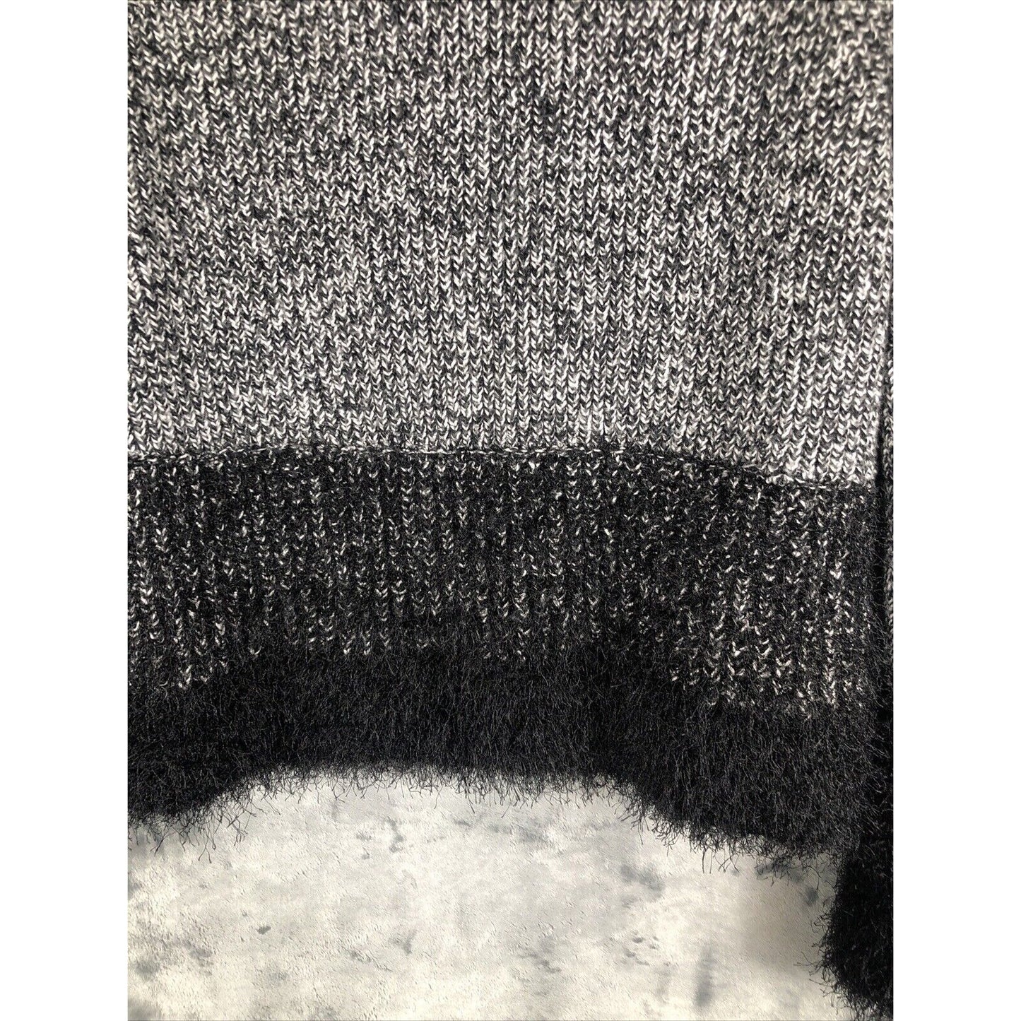 1. State Ladies Black and White Sweater Fuzzy Trim Sleeves and Waist Size Small
