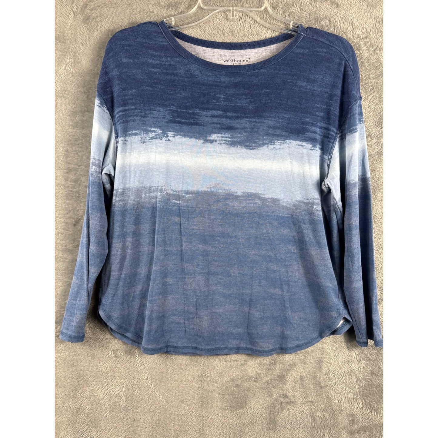Westbound Petite Long-Sleeve Ombre Blue Gradient Top