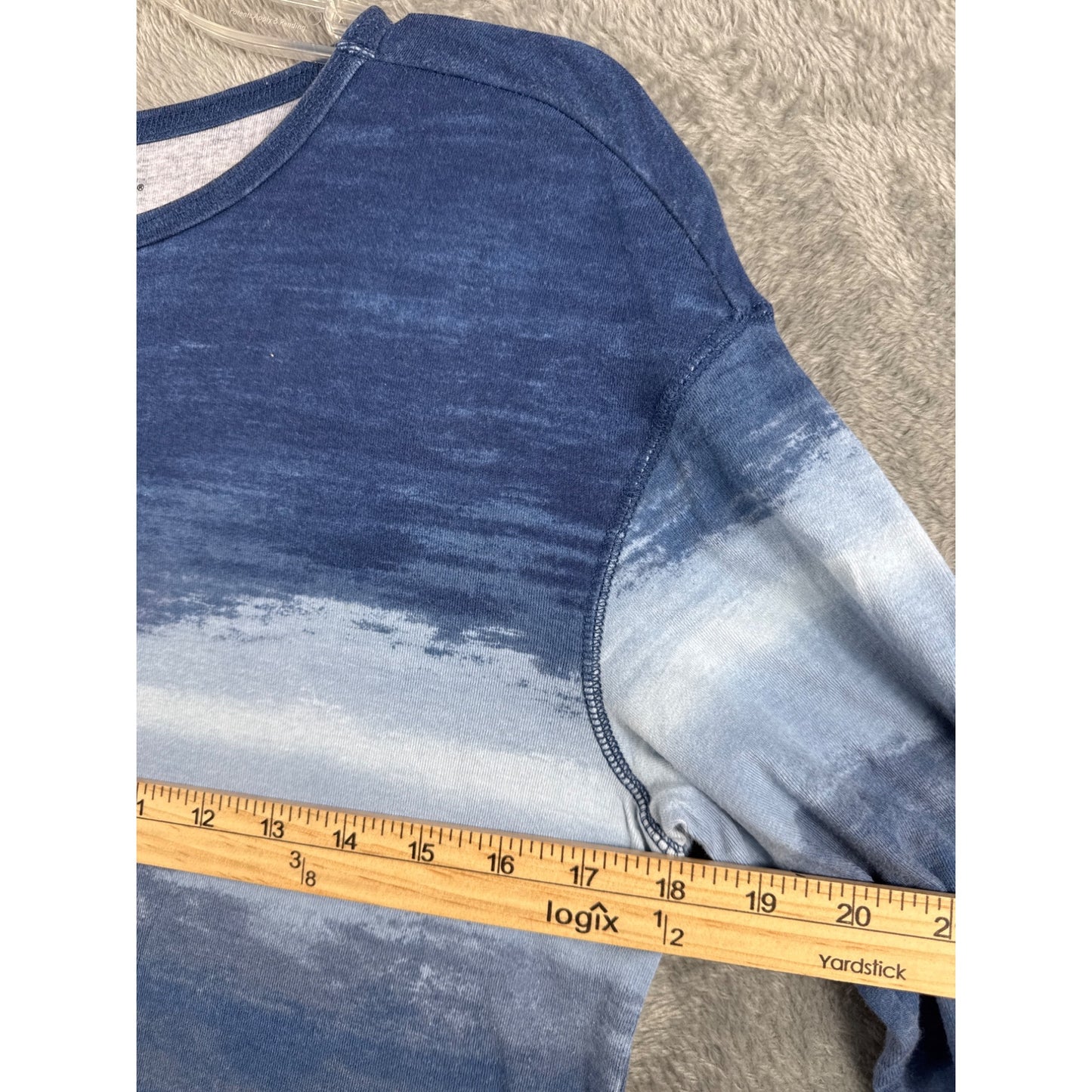Westbound Petite Long-Sleeve Ombre Blue Gradient Top