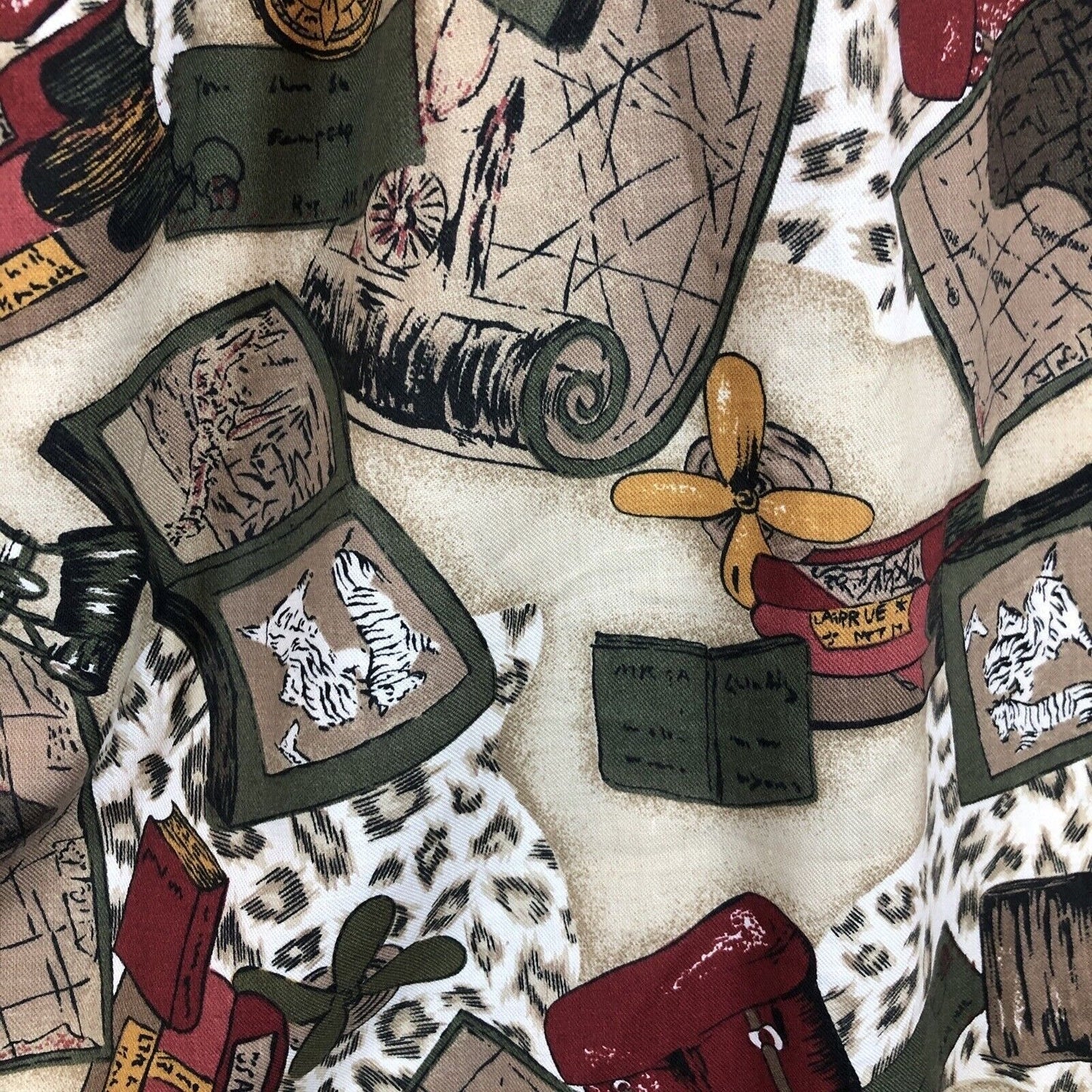 Alfred Dunner Skirt Womans Safari-Themed A-Line With Elastic Waist & Map Print