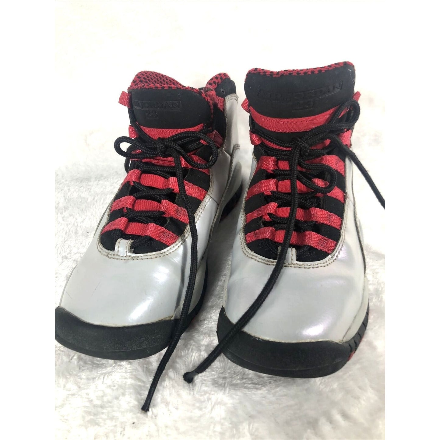 Vintage Air Jordan 10 Retro Chicago Basketball Shoes Youth Size 5 White/Black/Red Leather