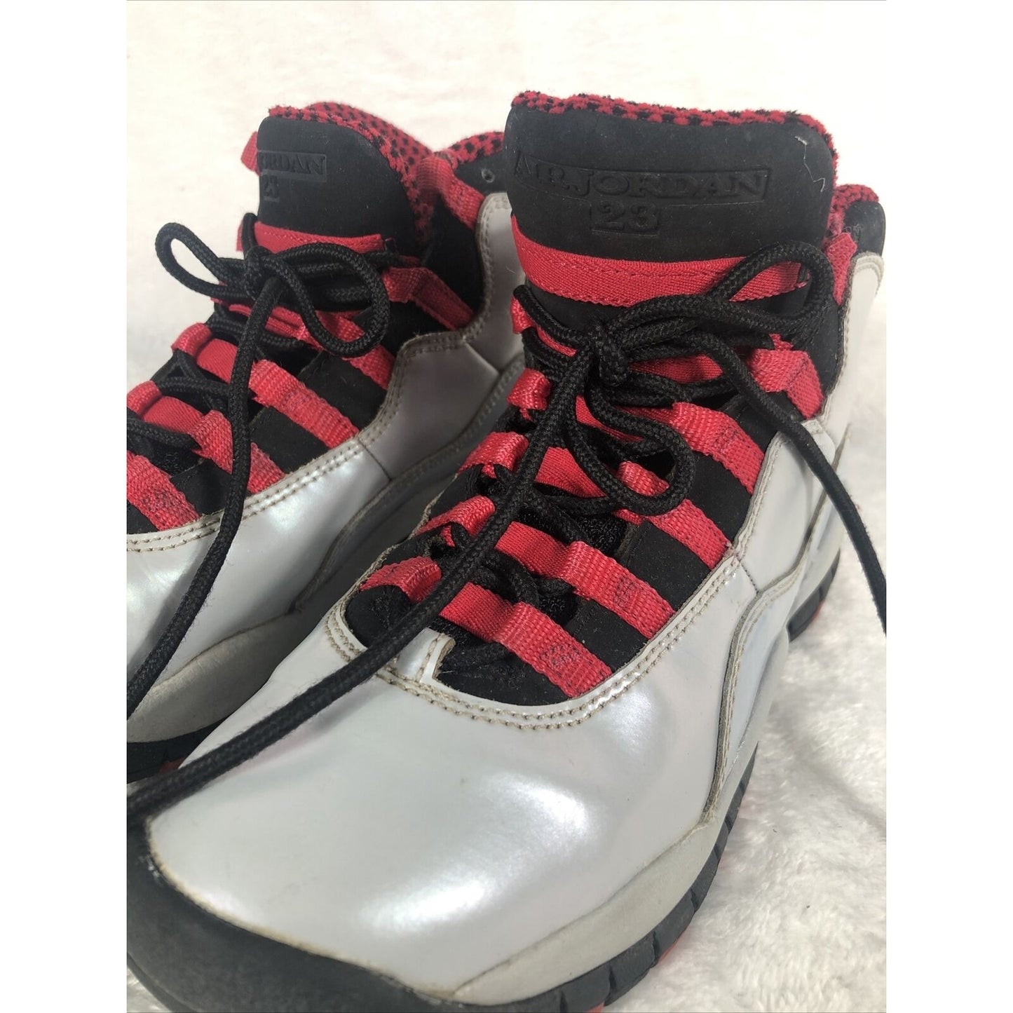 Vintage Air Jordan 10 Retro Chicago Basketball Shoes Youth Size 5 White/Black/Red Leather
