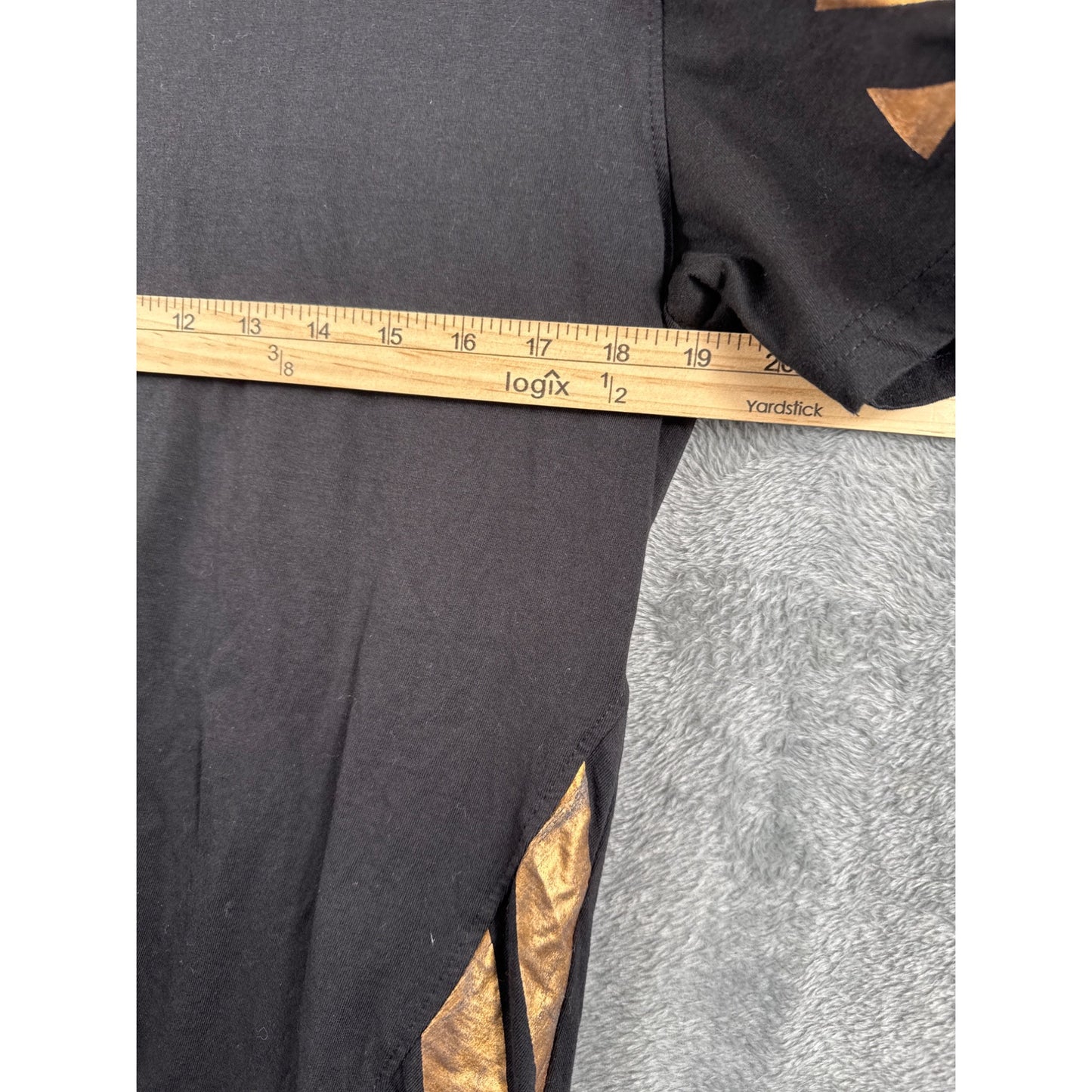 Switch Mens Shirt Remarkable Black & Gold Striped Hem High-Low T-Shirt XL Cotton