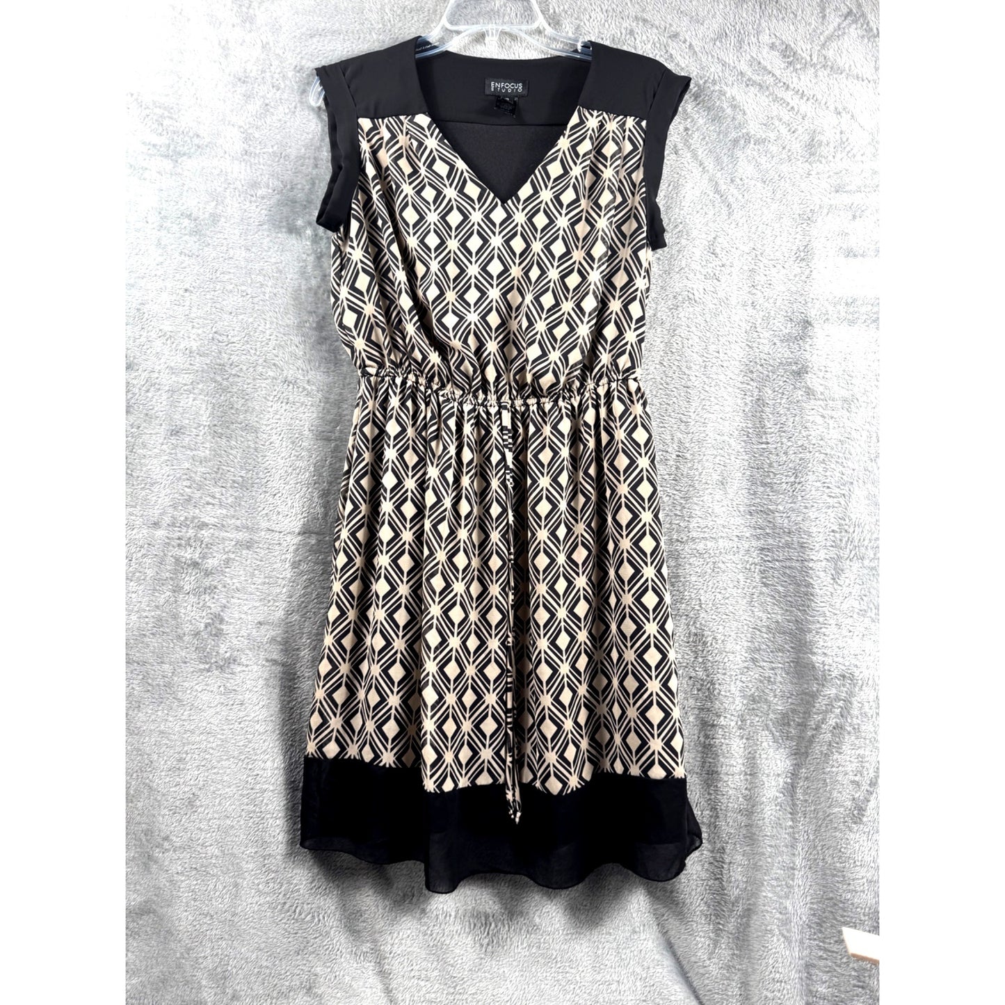 En Focus Studio Womens Geometric Patterned Dress Black & Beige Size 10
