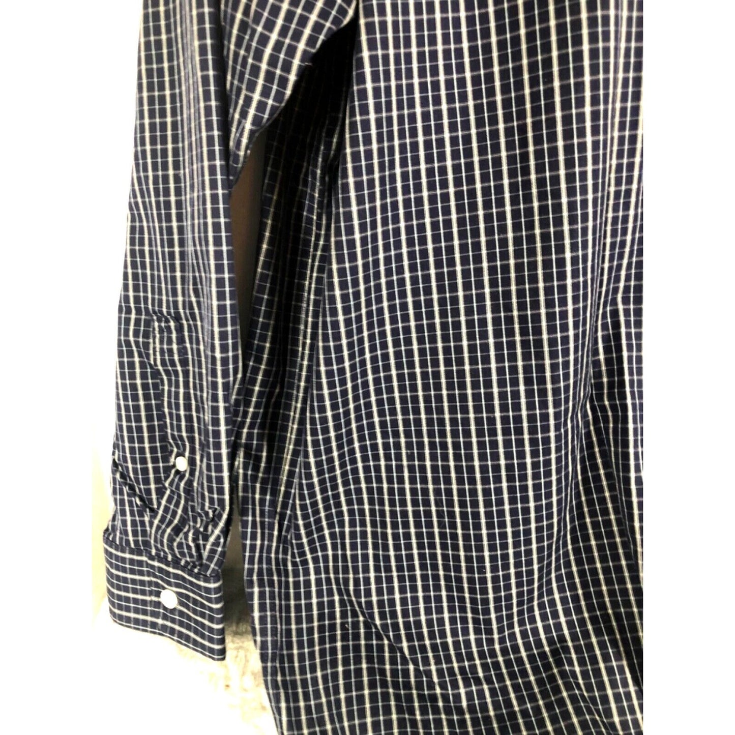 Duluth Trading Mens Long Sleeve Button-Up Plaid Shirt Navy Check Pattern Size XL