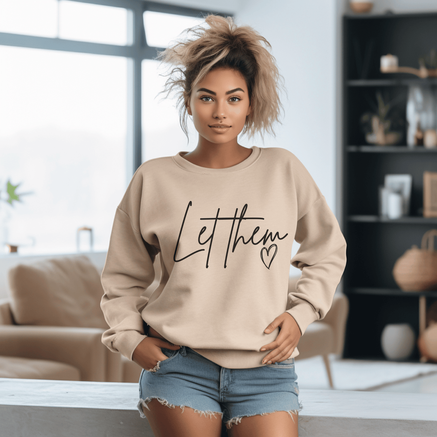 Let Them Sweatshirt, Minimalist Quote Pullover, Protect Your Peace, Unisex Crewneck, Cozy Motivational Sweatshirt, Self Care Gift