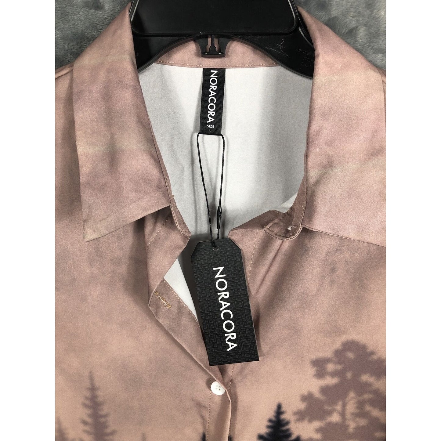 Noracora Womens Long Sleeve Button-Up Shirt With Forest Print