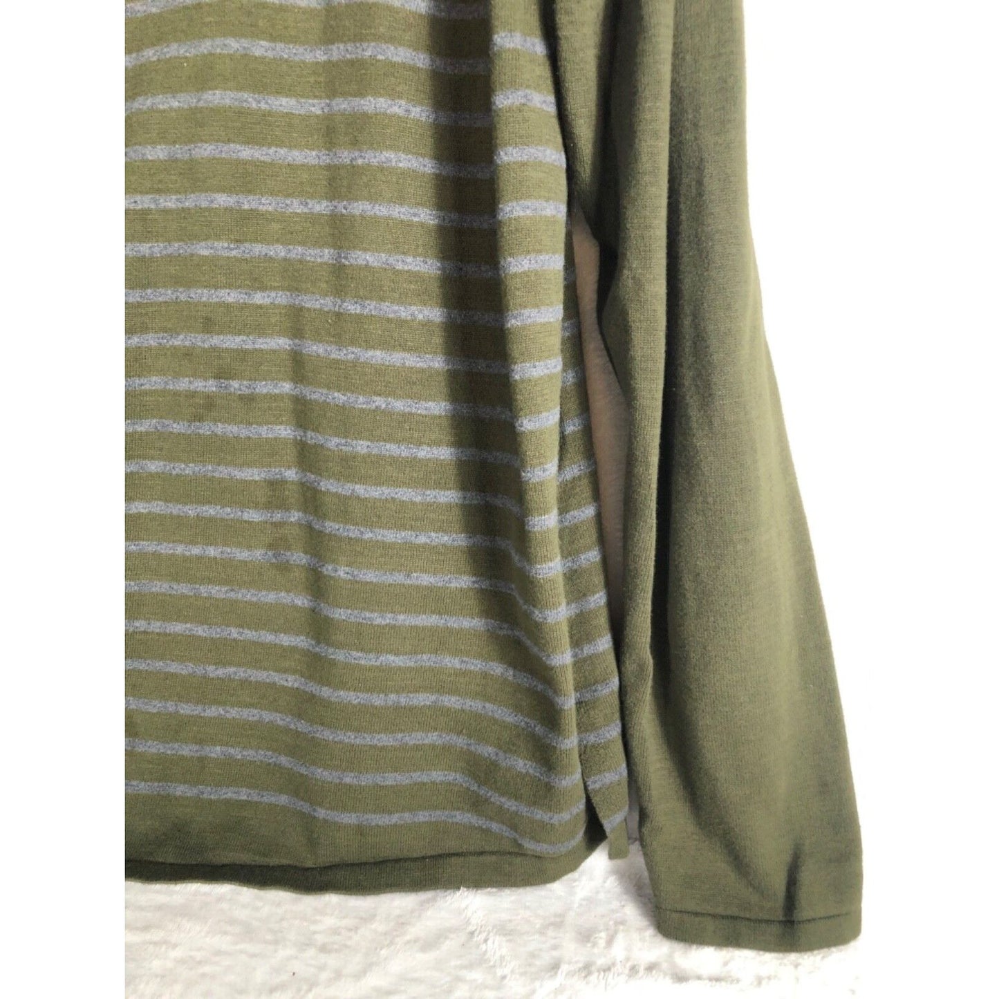 Robert Geller + Five Four Mens Striped Henley Shirt 2XL Green & Gray Cotton Blend