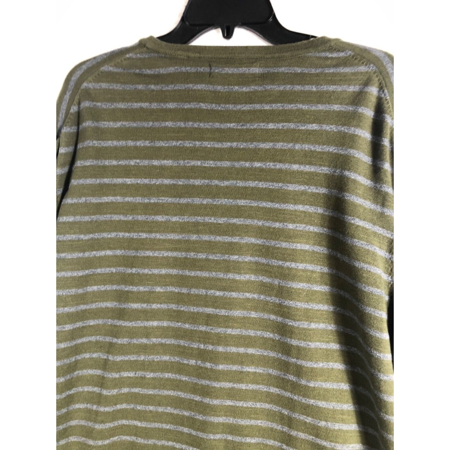 Robert Geller + Five Four Mens Striped Henley Shirt 2XL Green & Gray Cotton Blend