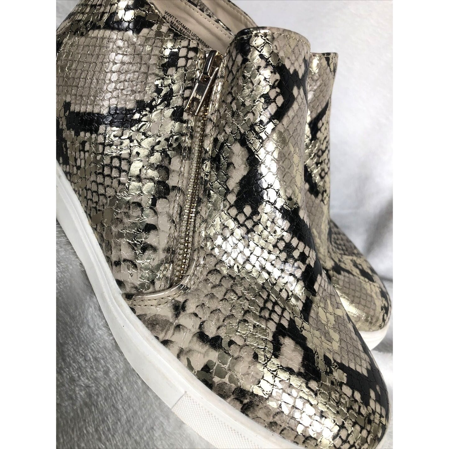 Faux Snake Skin Women’s Shoes Metallic Time And True 2 Zippers Size 9 1/2