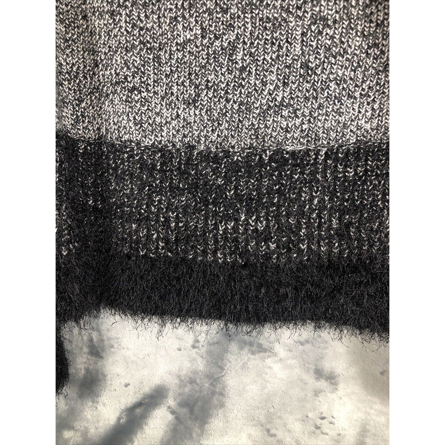 1. State Ladies Black and White Sweater Fuzzy Trim Sleeves and Waist Size Small