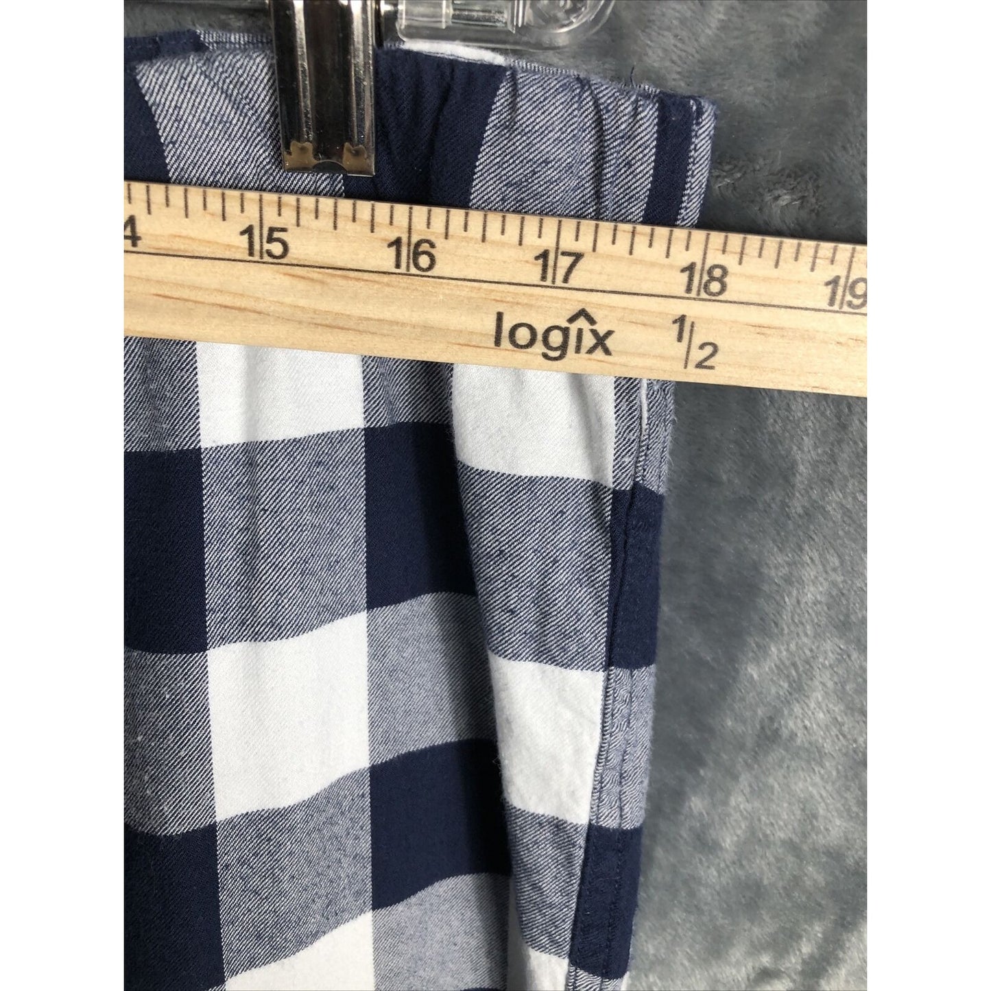 J Crew pajamas pants Woman’s L 100% cotton weave flannel check navy blue