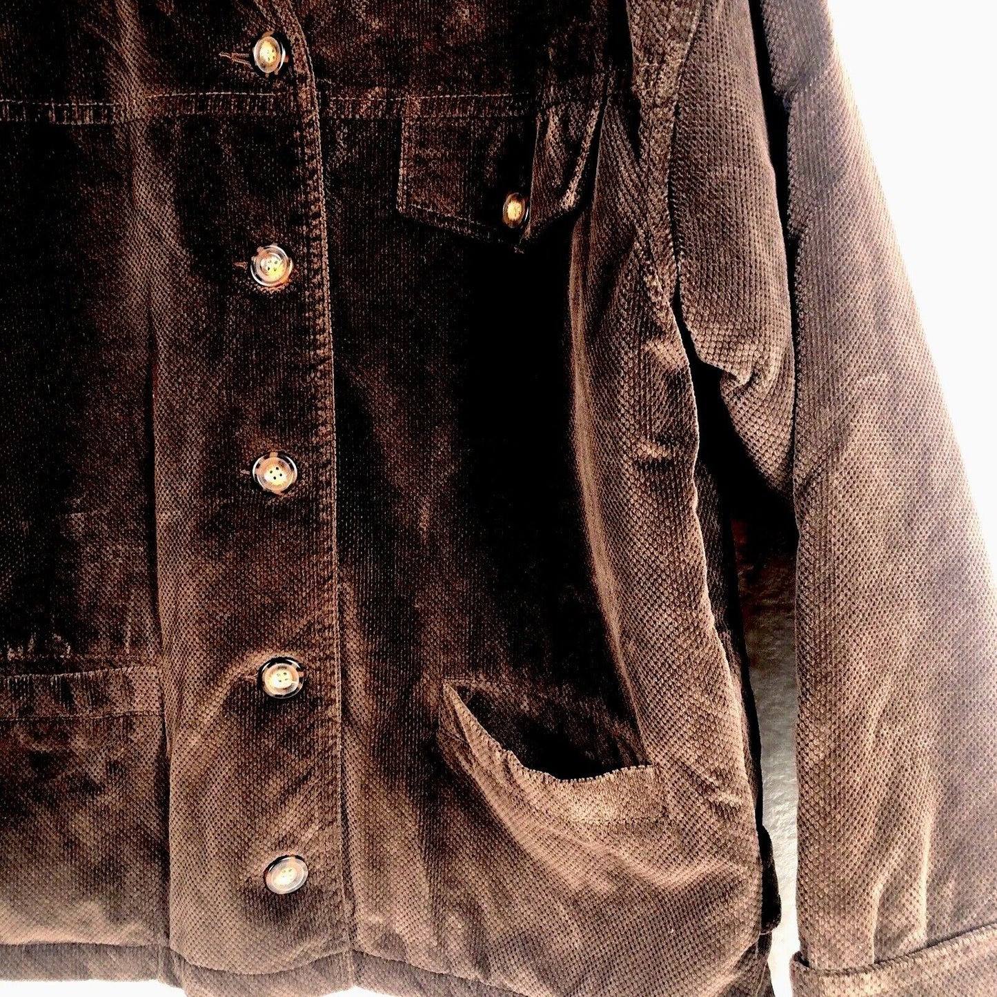 Saint Johns Bay Authentic Woman's Brown Corduroy Button Up Coat Adult Medium