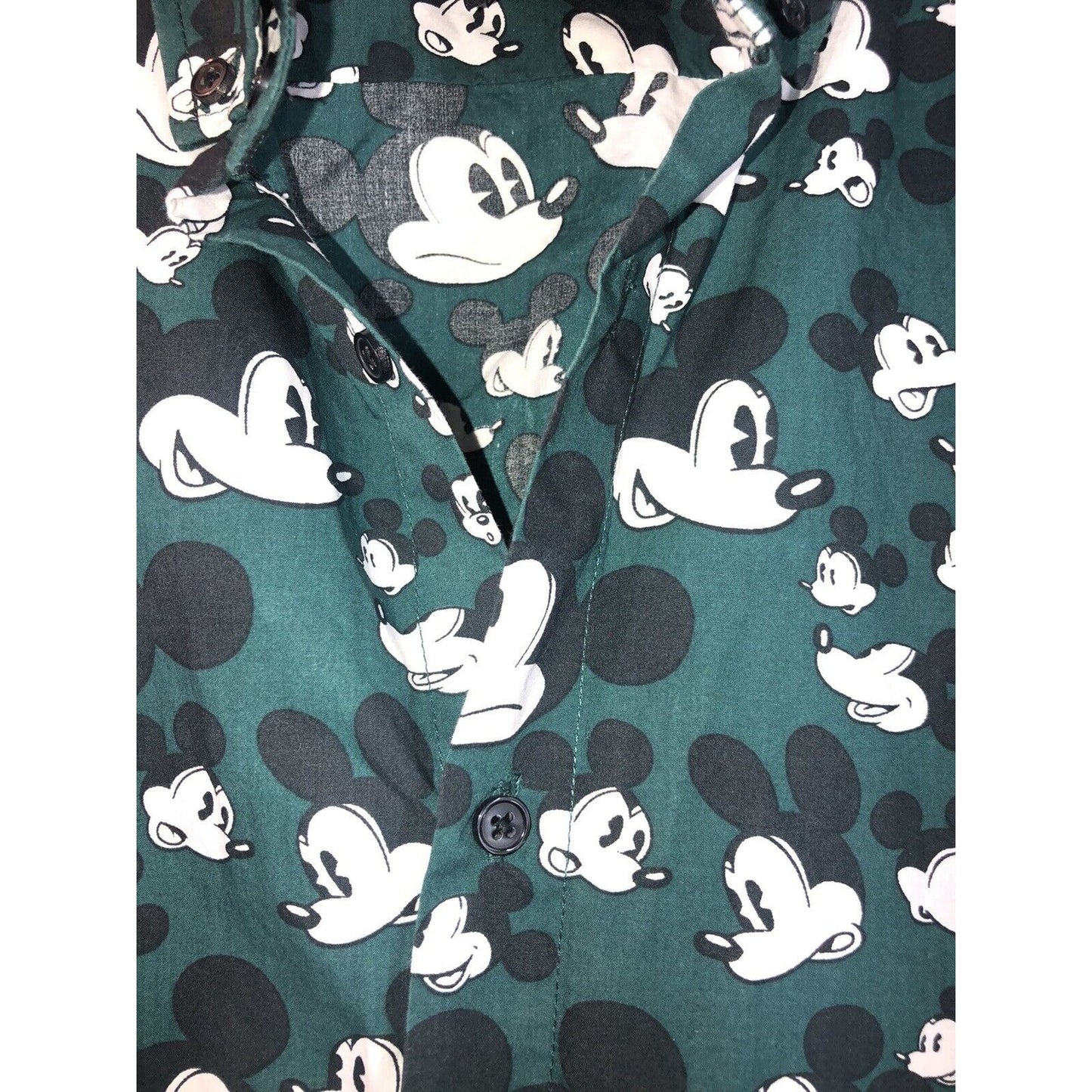 H&M Disney Men's Micky Mouse Button Up Resort Shirt Large Multicolor