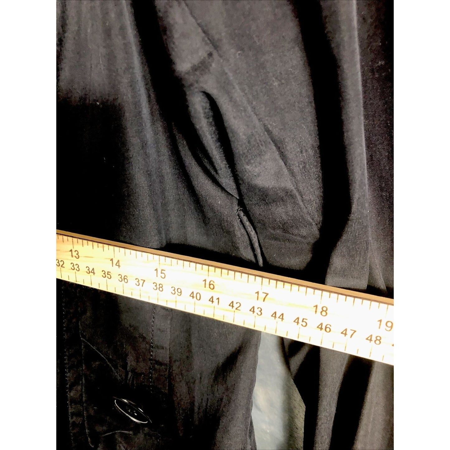 Joujou Ladies Black Trench Coat, Size Lightweight Button Down Missing Belt