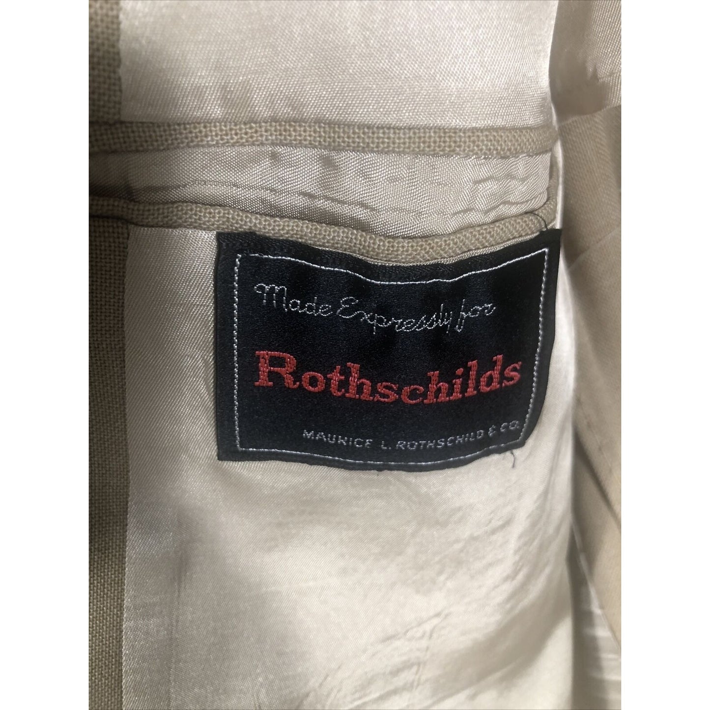 Vintage Maurice L Rothschilds & Company Men’s Suit Coat Beige Dress Jacket