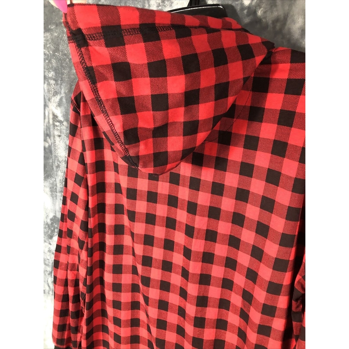 Red & Black Plaid Hoodie Men’s Large Long Sleeve With Side Zippers