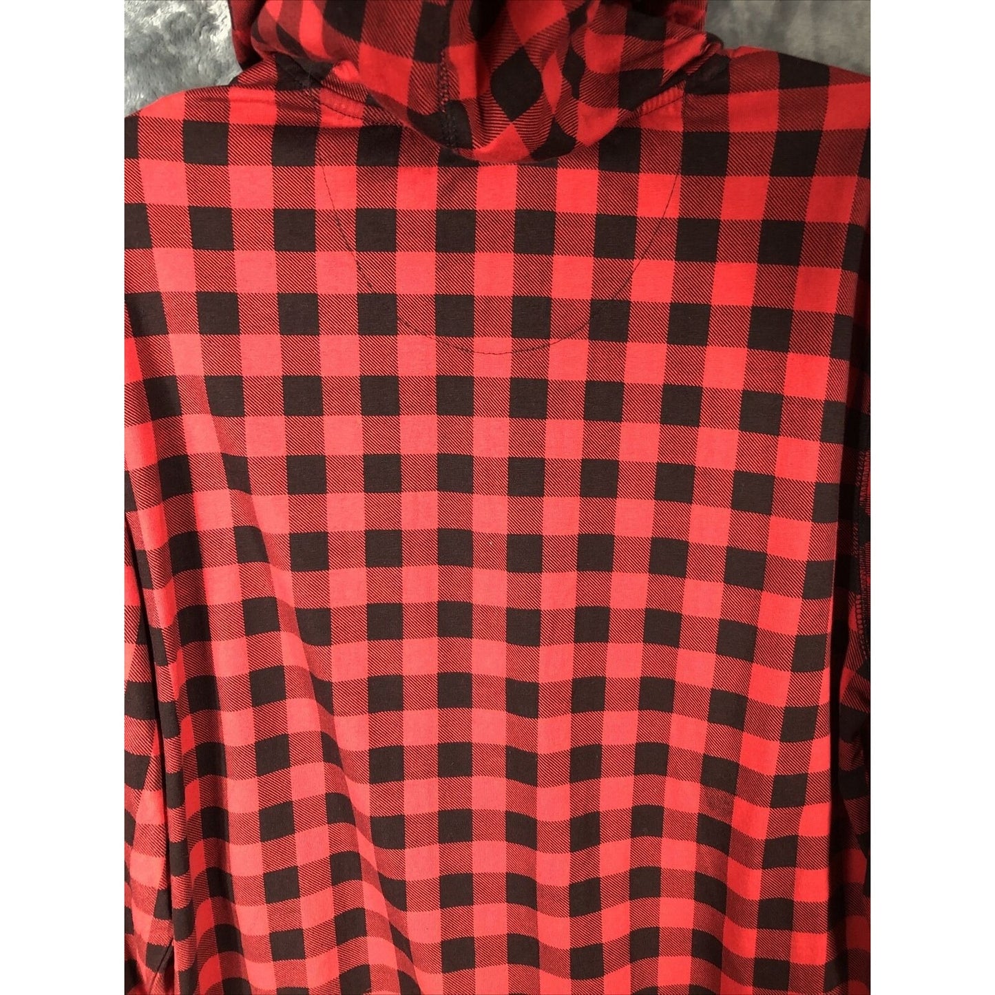 Red & Black Plaid Hoodie Men’s Large Long Sleeve With Side Zippers