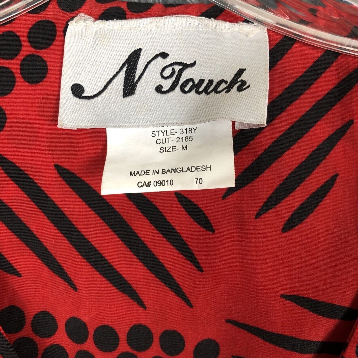 N Touch Ladies Blouse Red Top Size Medium Bronze Shoulder Details