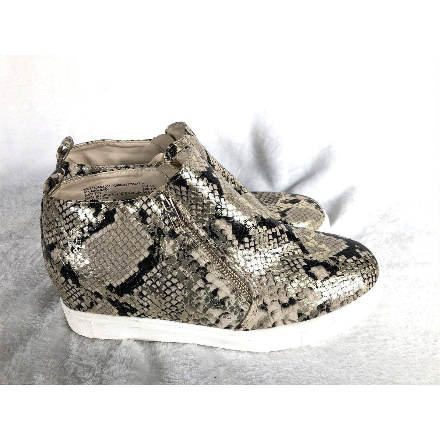 Faux Snake Skin Women’s Shoes Metallic Time And True 2 Zippers Size 9 1/2