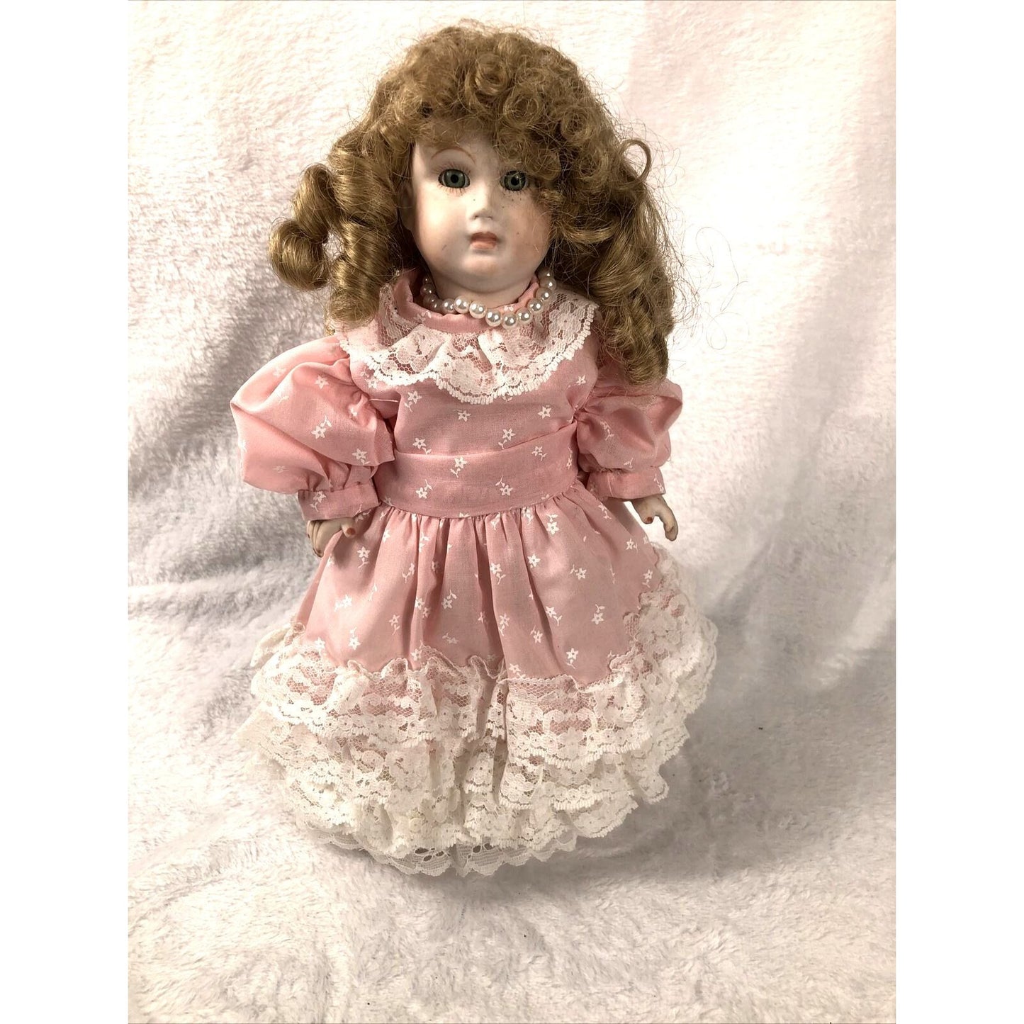 Vintage Porcelain Doll Bobble Head Movable Arms Legs / Stand