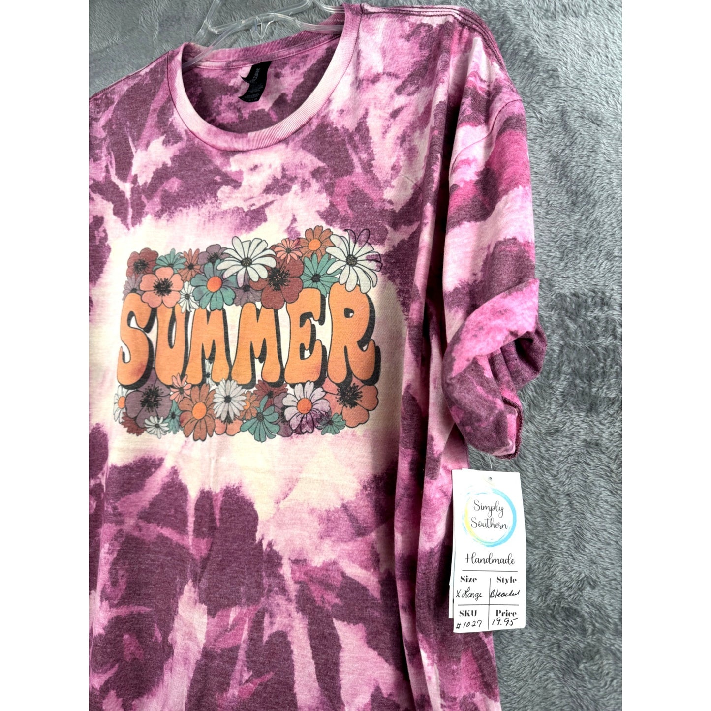 Gildan Womans Shirt Floral Tie-Dye Summer T-Shirt X-Large Beach Lake Vibes Top