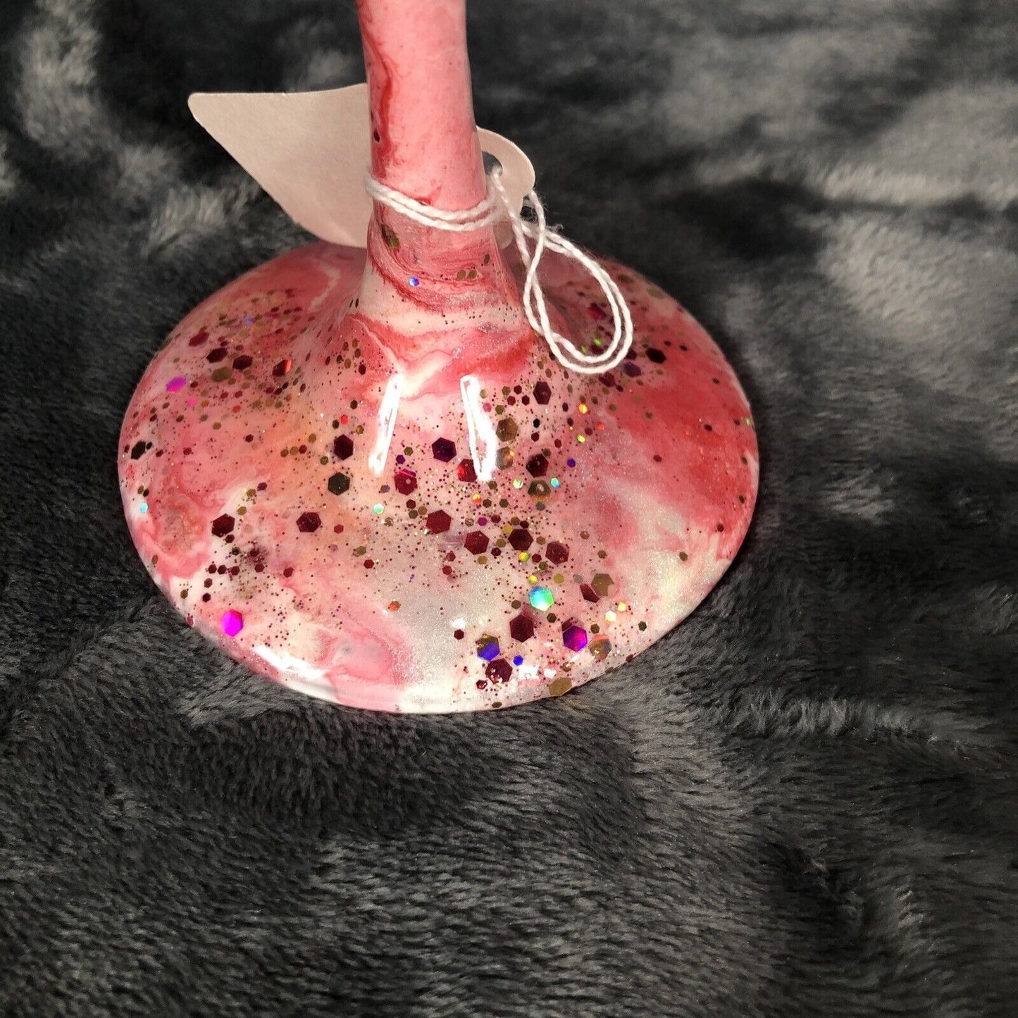 Wine Glass Red Swirls & Glitter Hand Painted Custom Unique Gift