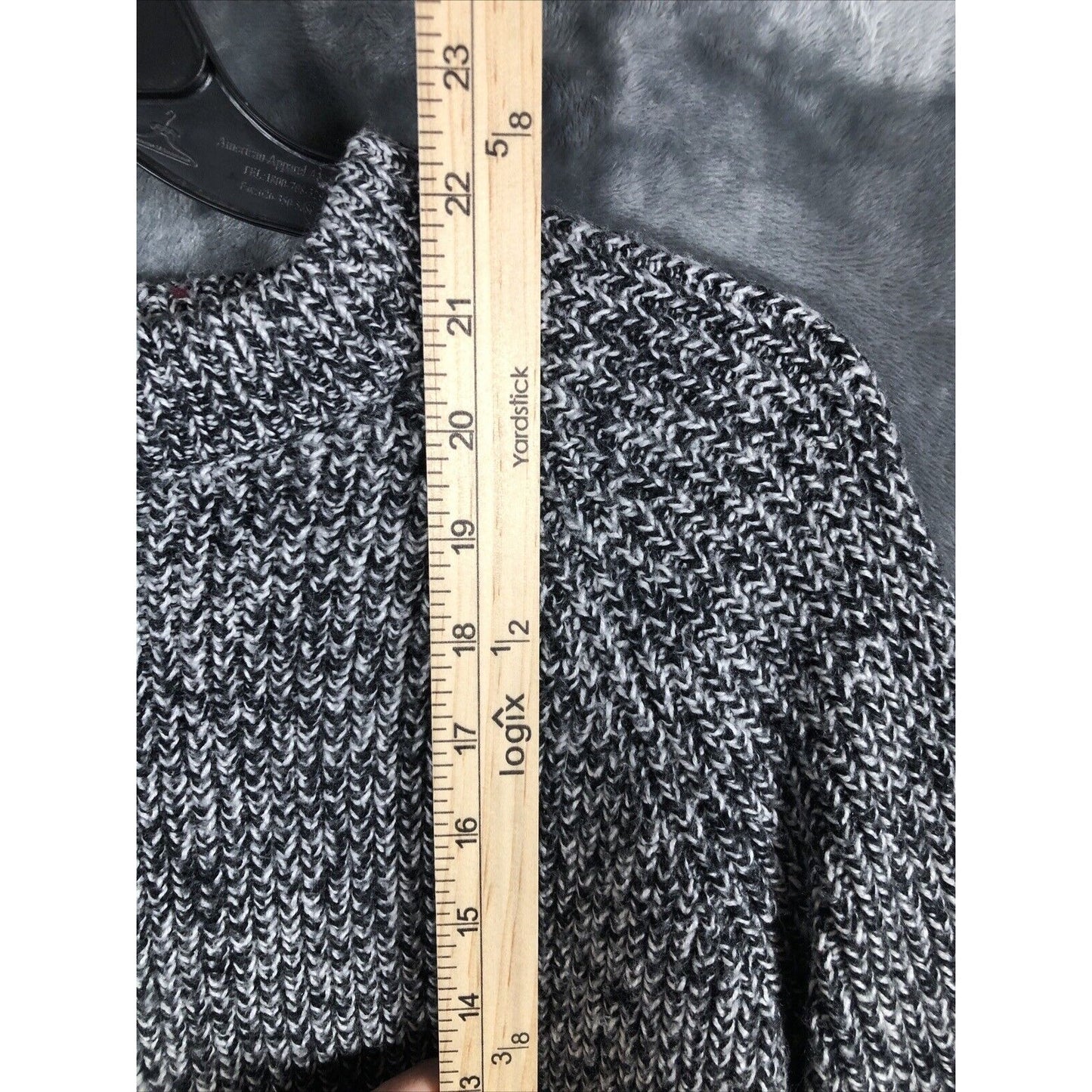 1. State Ladies Black and White Sweater Fuzzy Trim Sleeves and Waist Size Small