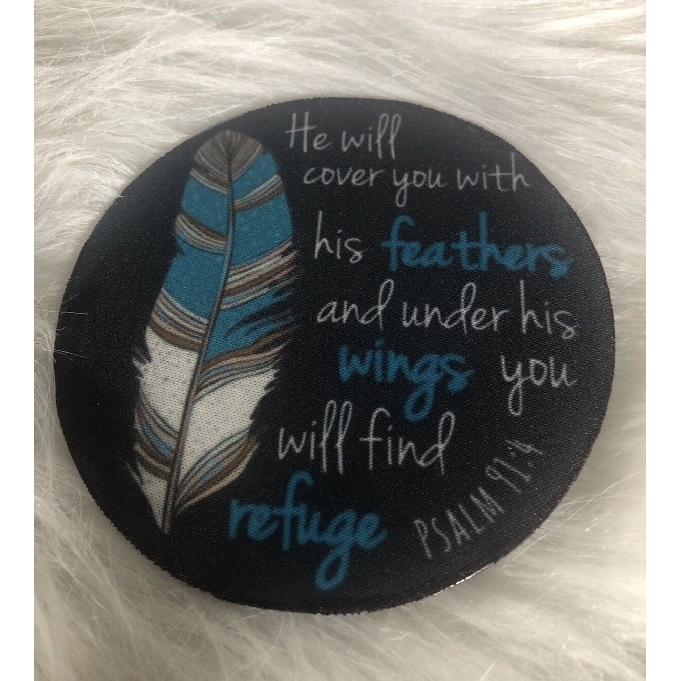 Jesus Coasters He Will Cover You With His Feathers Psalms 91.4 Anti-Skid 4 In