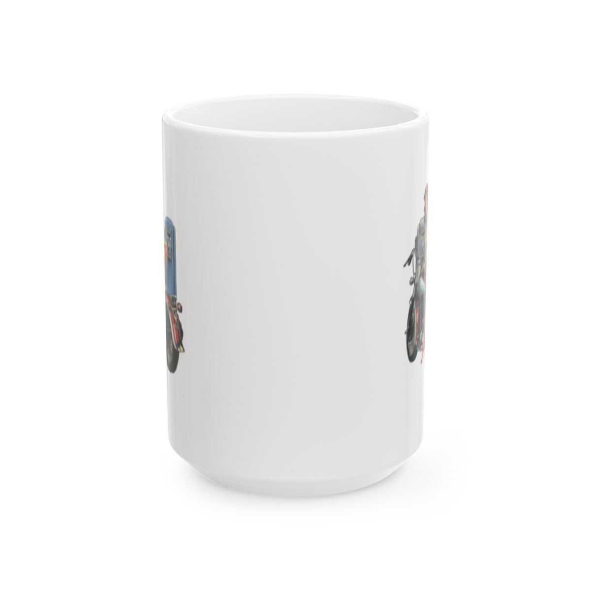 Pin-Up Girl Art Mug, Motorcycle Lover Gift, Retro Style Coffee Mug, Vintage Design Ceramic, 11oz 15oz Personalized Drinkware