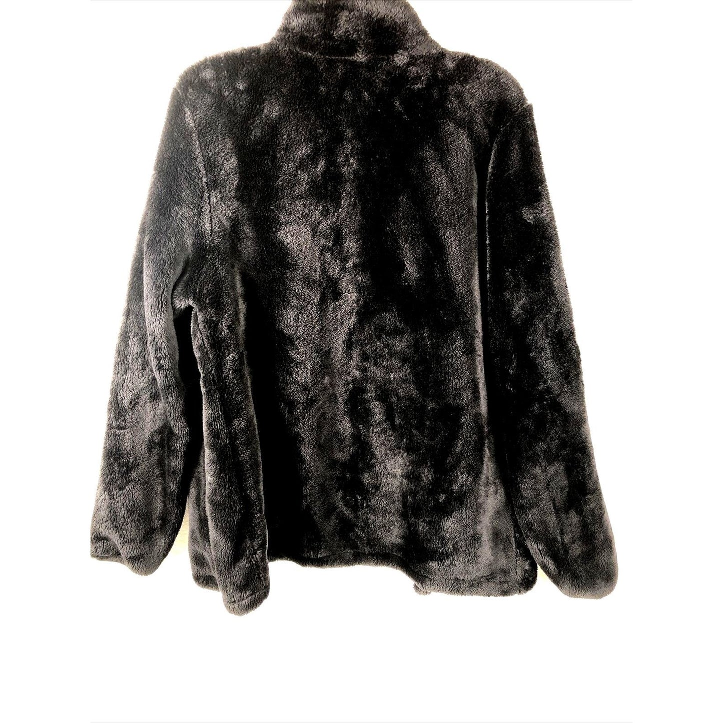 Fila Sport Women's Black Fleece Full Zip Light Jacket Faux Fur Size Medium