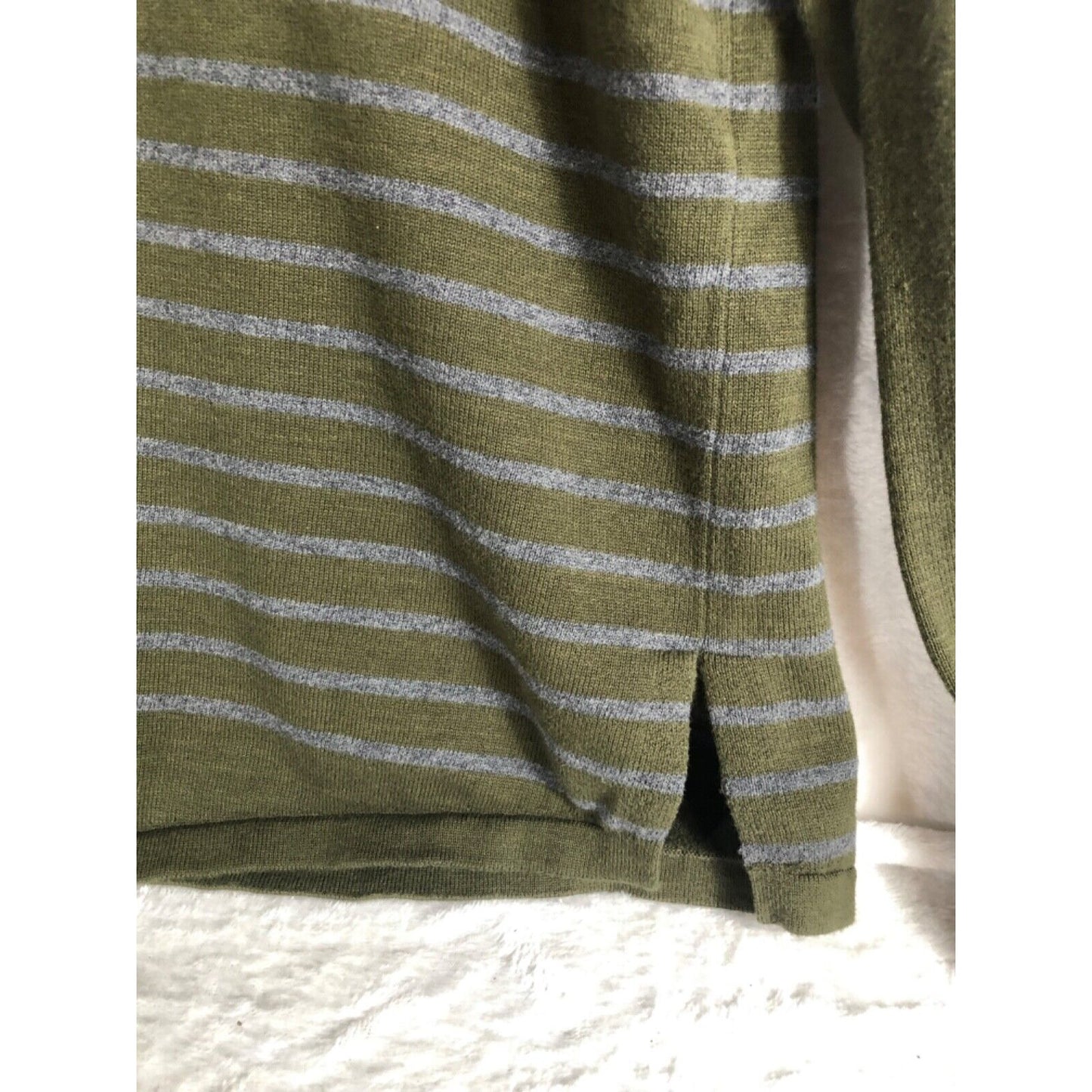 Robert Geller + Five Four Mens Striped Henley Shirt 2XL Green & Gray Cotton Blend