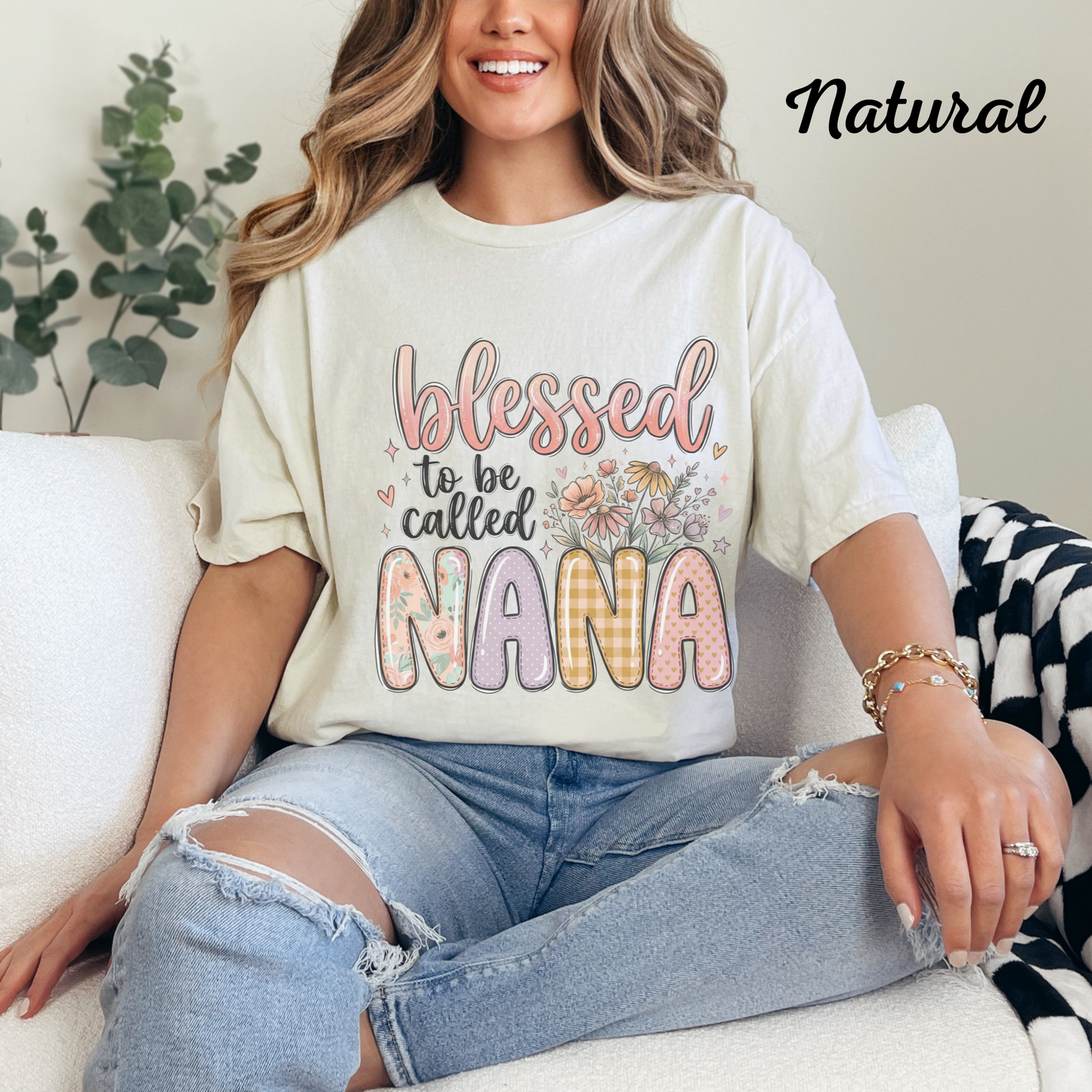 Inspirational Nana T-Shirt, Blessed to be Called Nana Tee, Sunflower Graphic Top, Spiritual Gift for Her, Boho Style Shirt, Comfort Fit