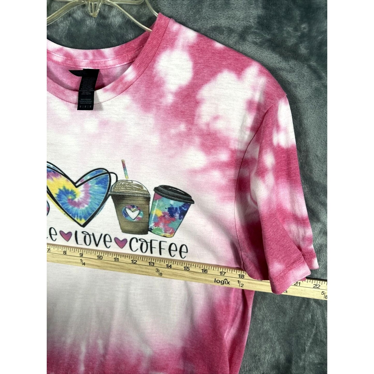 Glidden Shirt Peace Love And Coffee Women’s T-Shirt Pink Hippie Vibes Medium Top