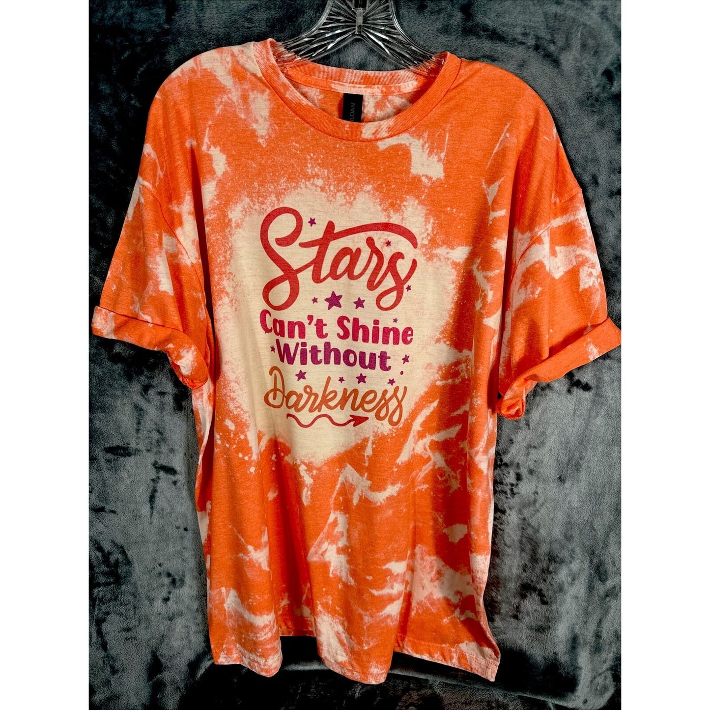 Women’s Shirt Stars Can’t Shine Without Darkness Size Adult X L Orange Bleached