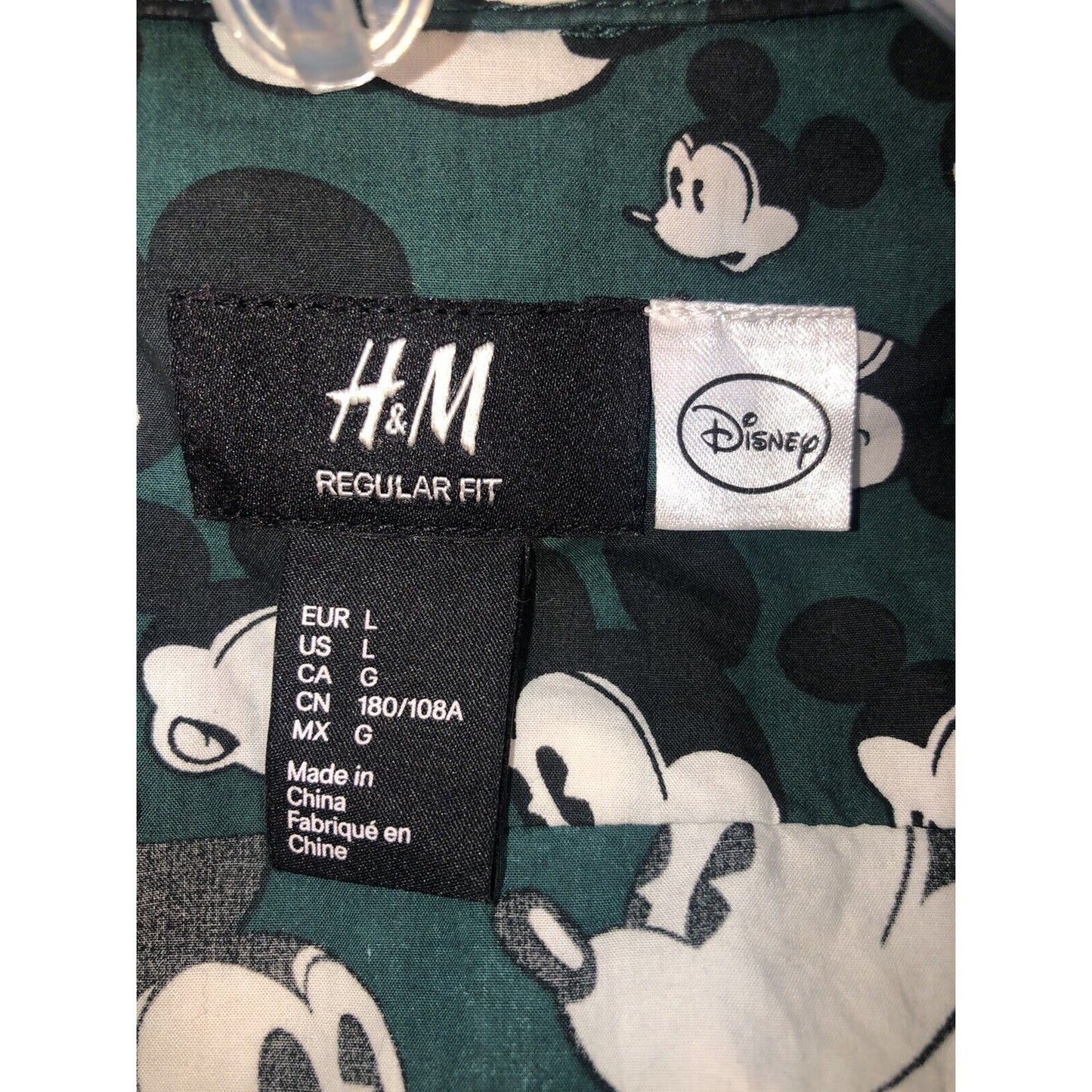H&M Disney Men's Micky Mouse Button Up Resort Shirt Large Multicolor