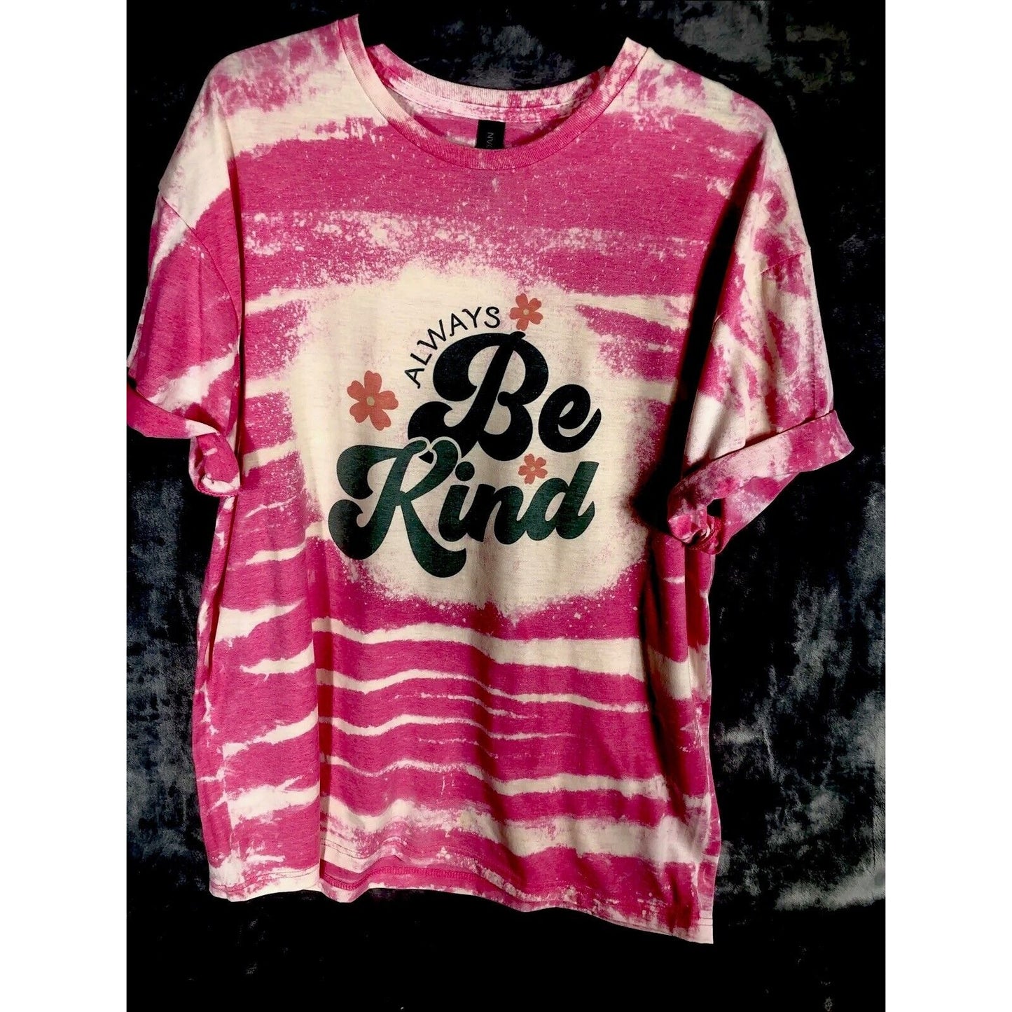 Be Kind Tye-Dyed Bleached Women’s T-Shirt Pink Inspirational Size Extra Large