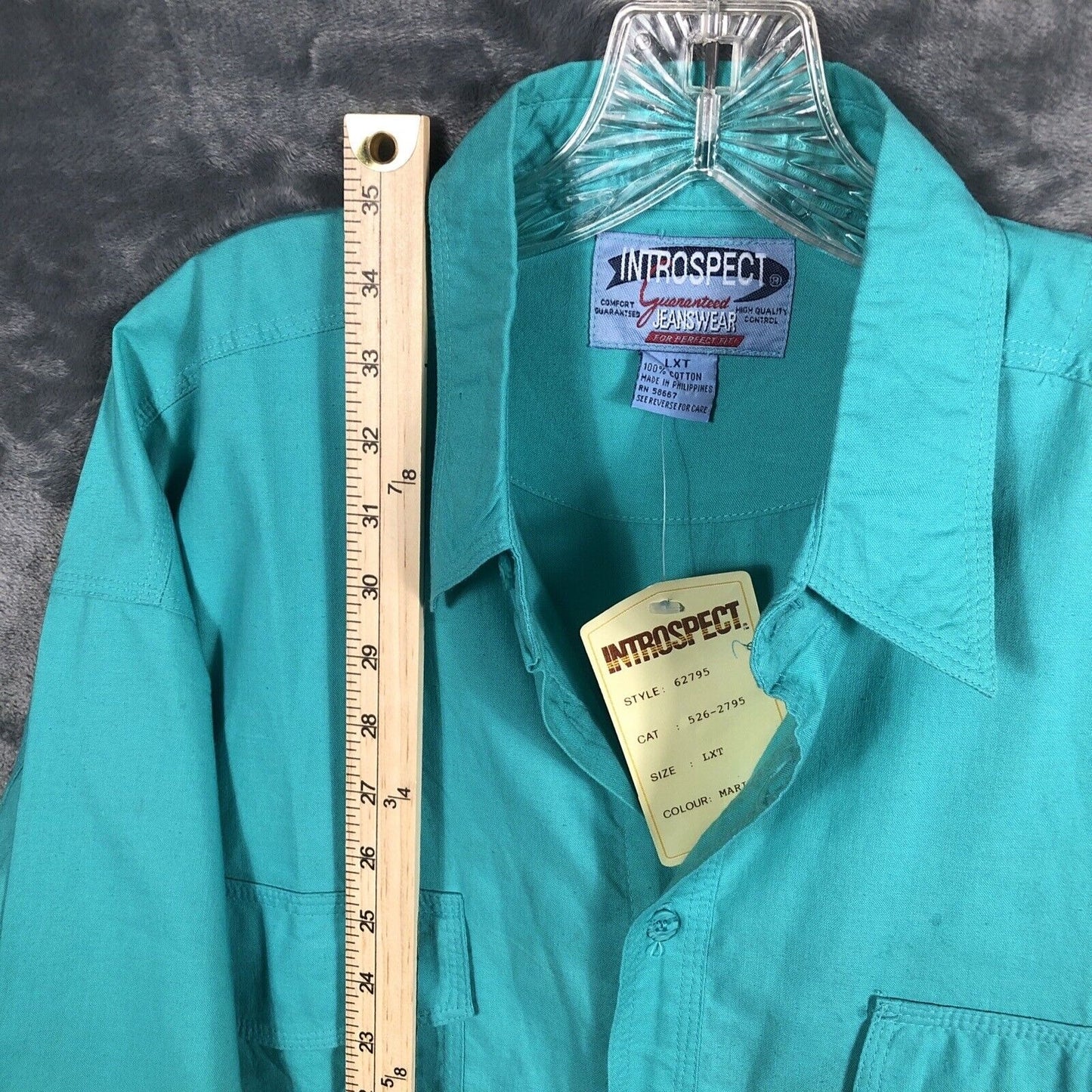 Introspect Men’s Shirt Button Up Large X Tall Marine Color Fishing Shirt