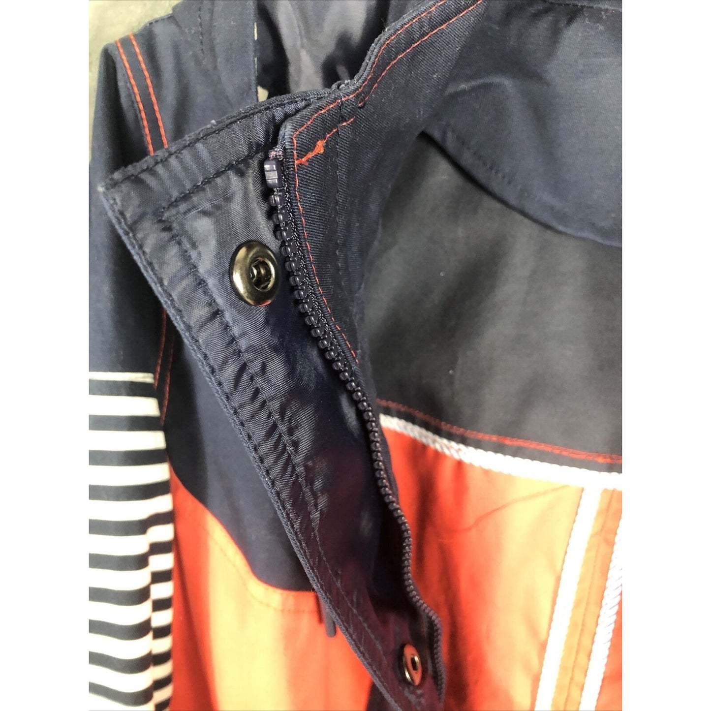 Crown & Ivy Woman's Jacket Blue Orange White Hooded Adult Size Small