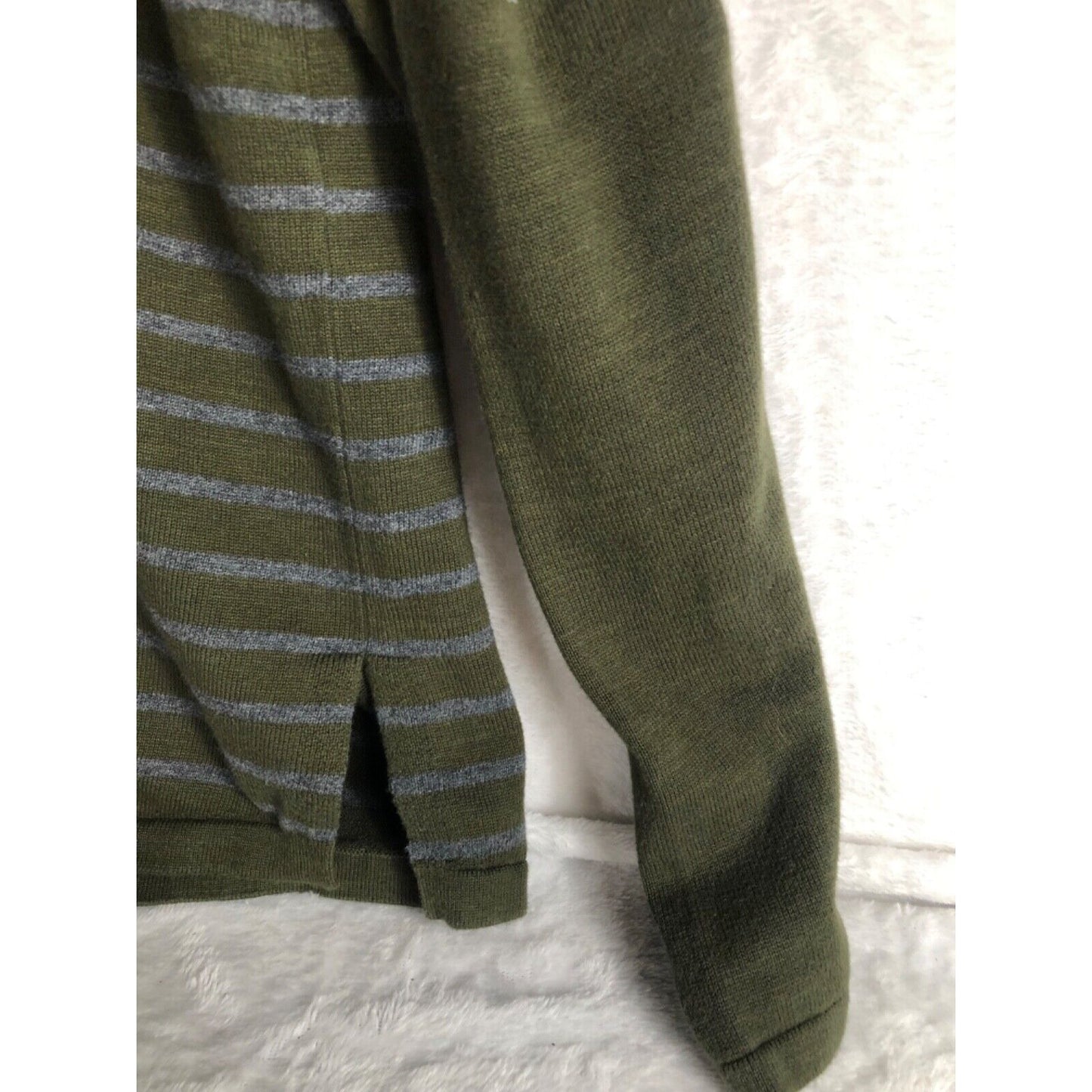 Robert Geller + Five Four Mens Striped Henley Shirt 2XL Green & Gray Cotton Blend