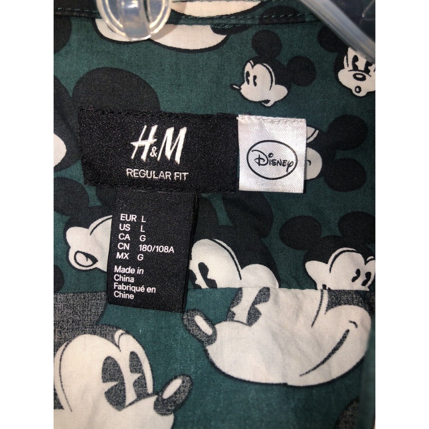 H&M Disney Men's Micky Mouse Button Up Resort Shirt Large Multicolor