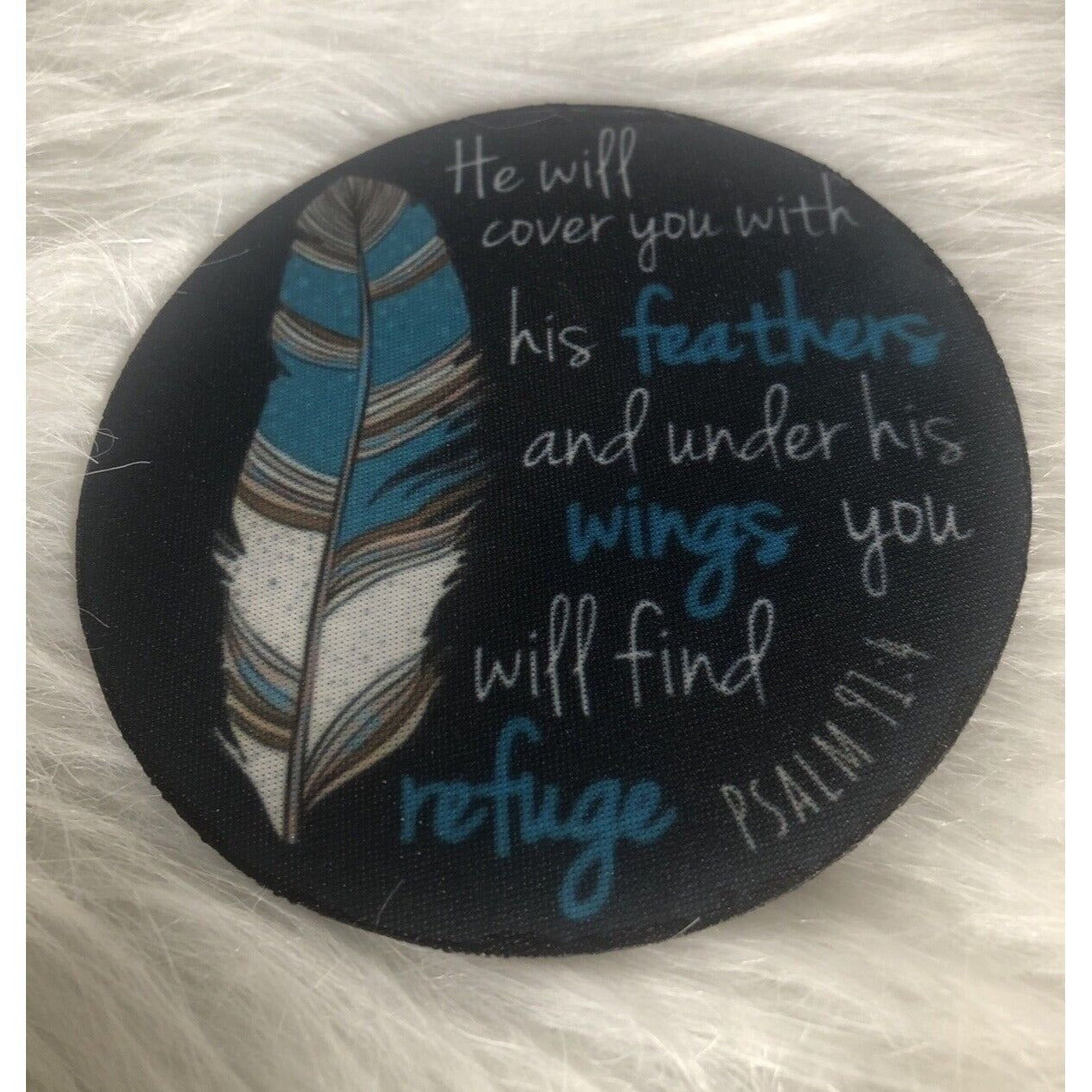 Jesus Coasters He Will Cover You With His Feathers Psalms 91.4 Anti-Skid 4 In