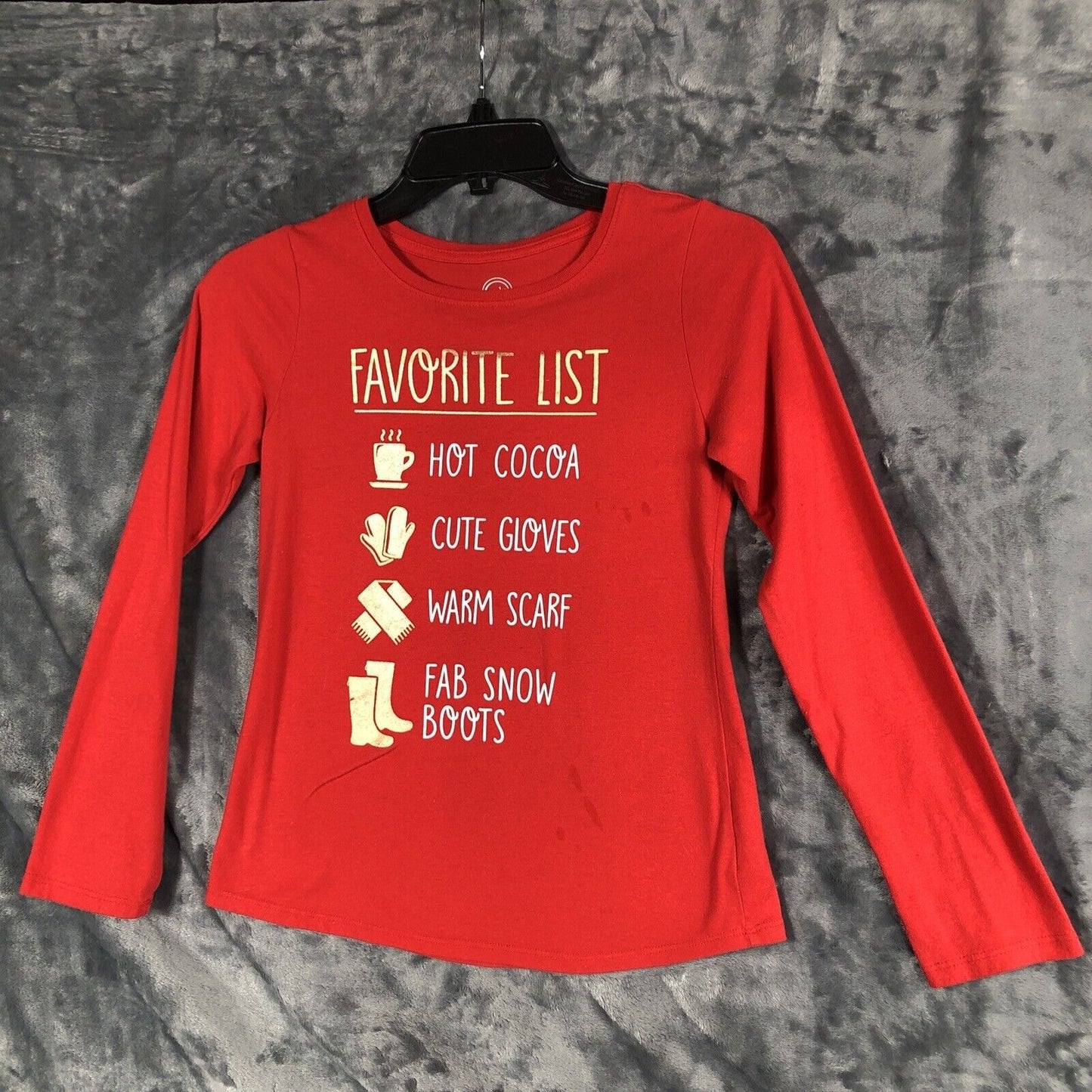 Wonder Nation Girls Pullover Shirt Hot Cocoa Cute Gloves Warm Scarf Logo Size L